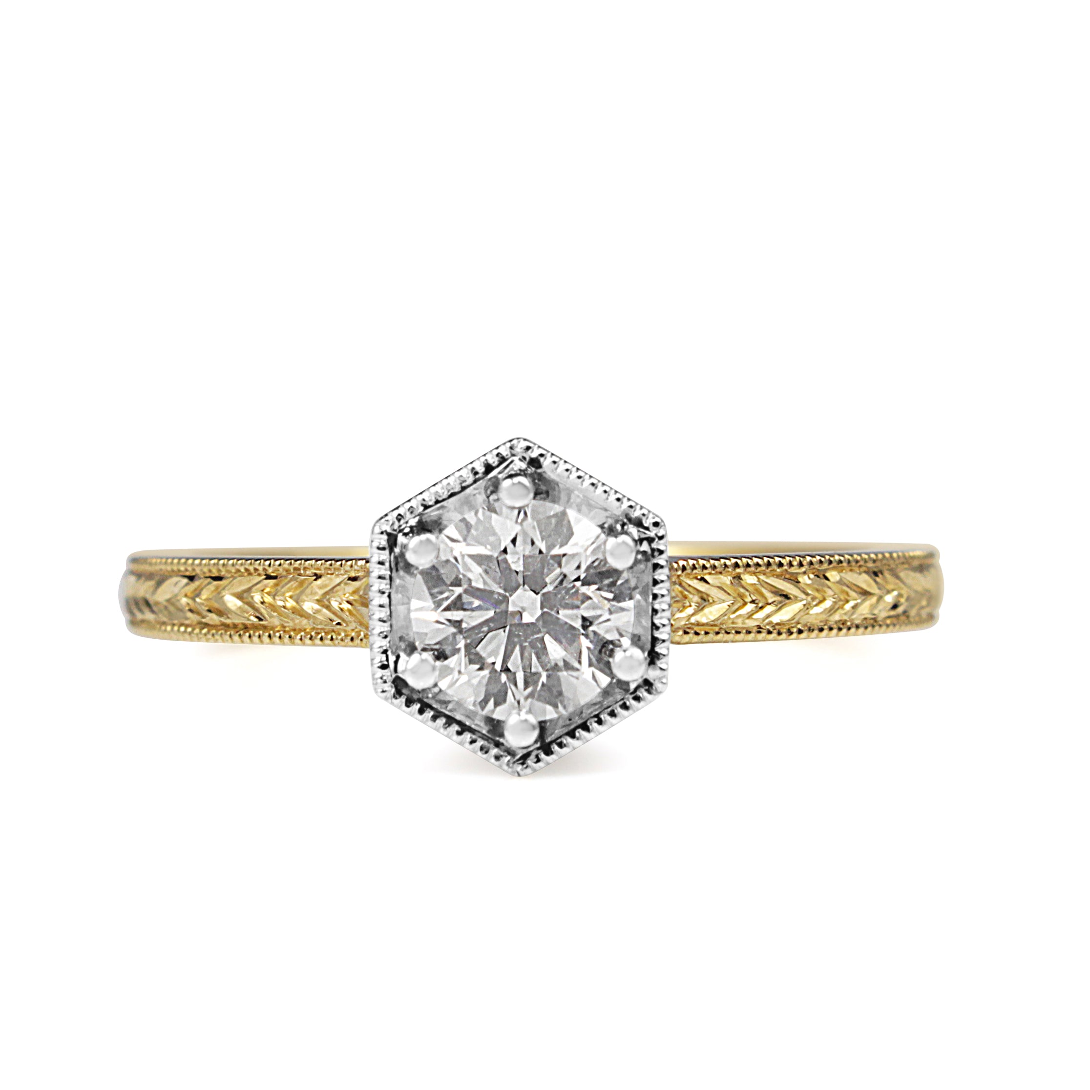 18ct Yellow and White Gold Vintage Diamond Engagement Ring – Diamond Ring Jewellery Melbourne Australia