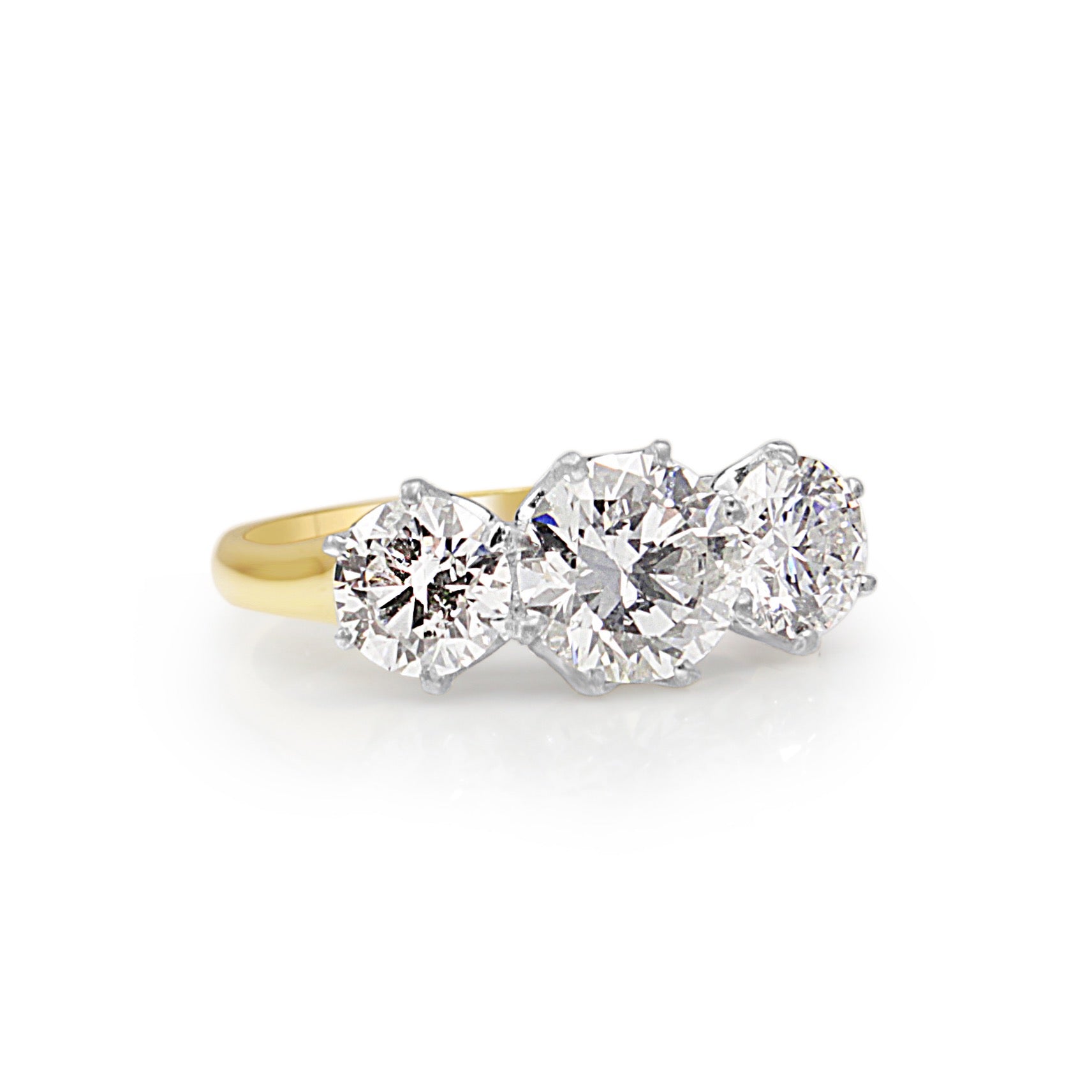 18ct Yellow & White Gold 3 Stone Diamond Ring