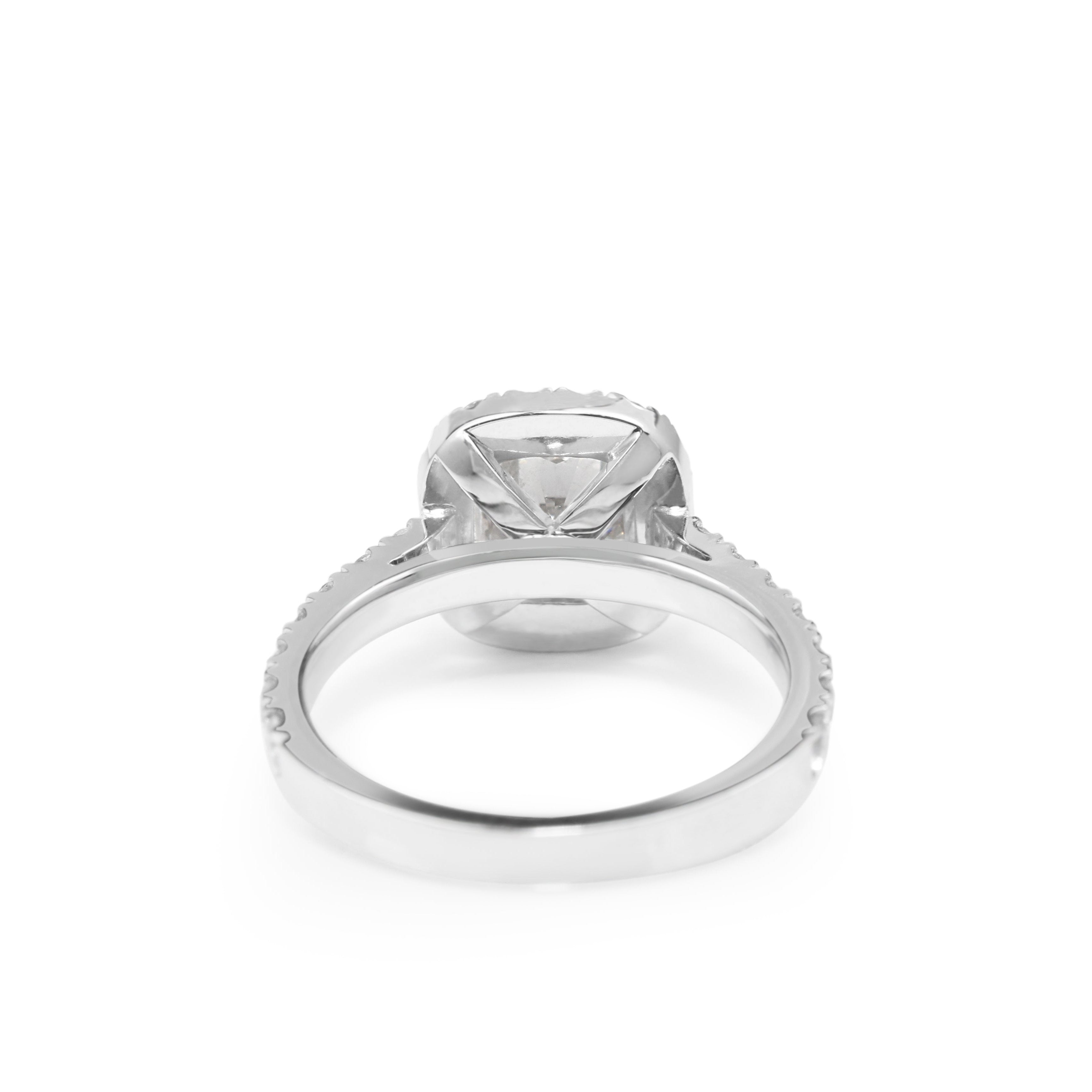 18ct White Gold Cushion Diamond Halo Ring
