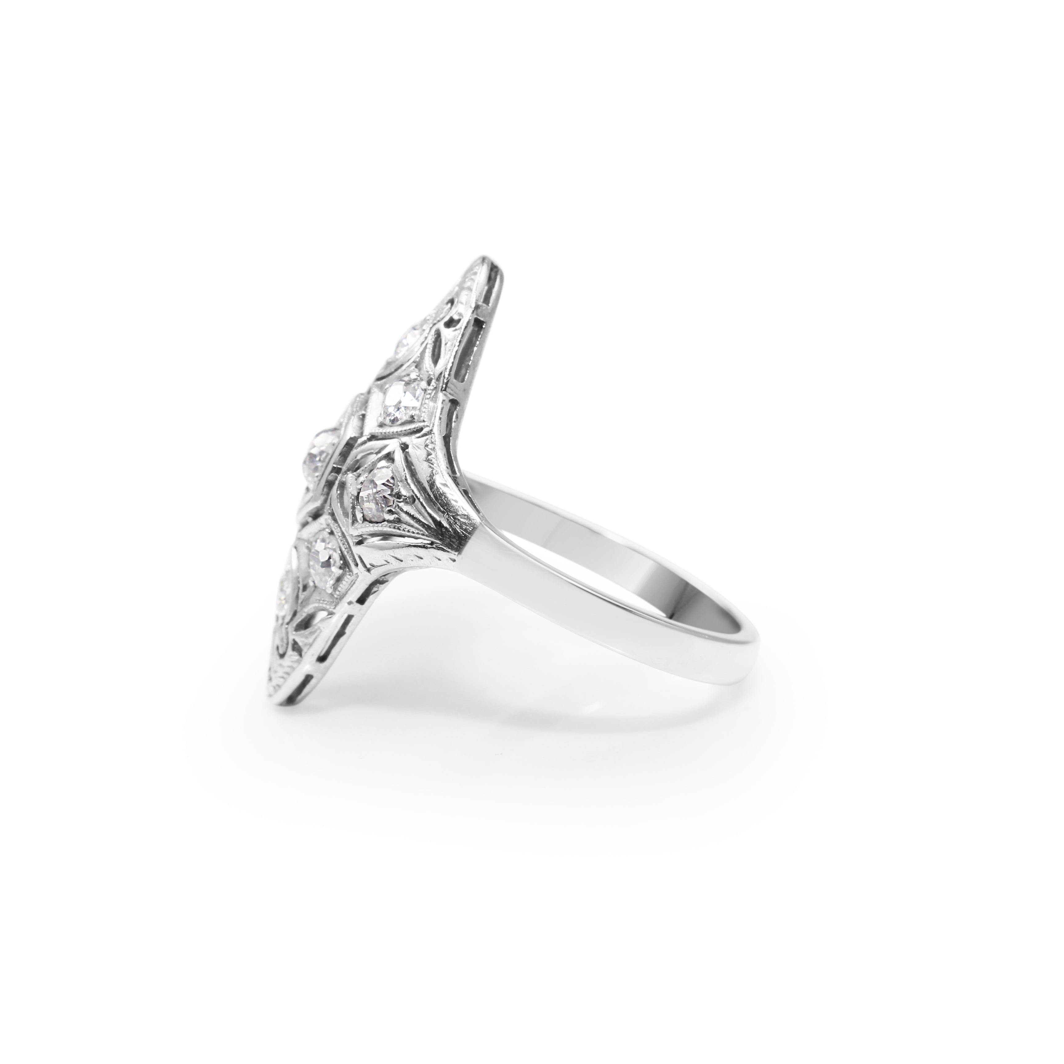 Platinum & 14ct White Gold Art Deco Diamond Ring