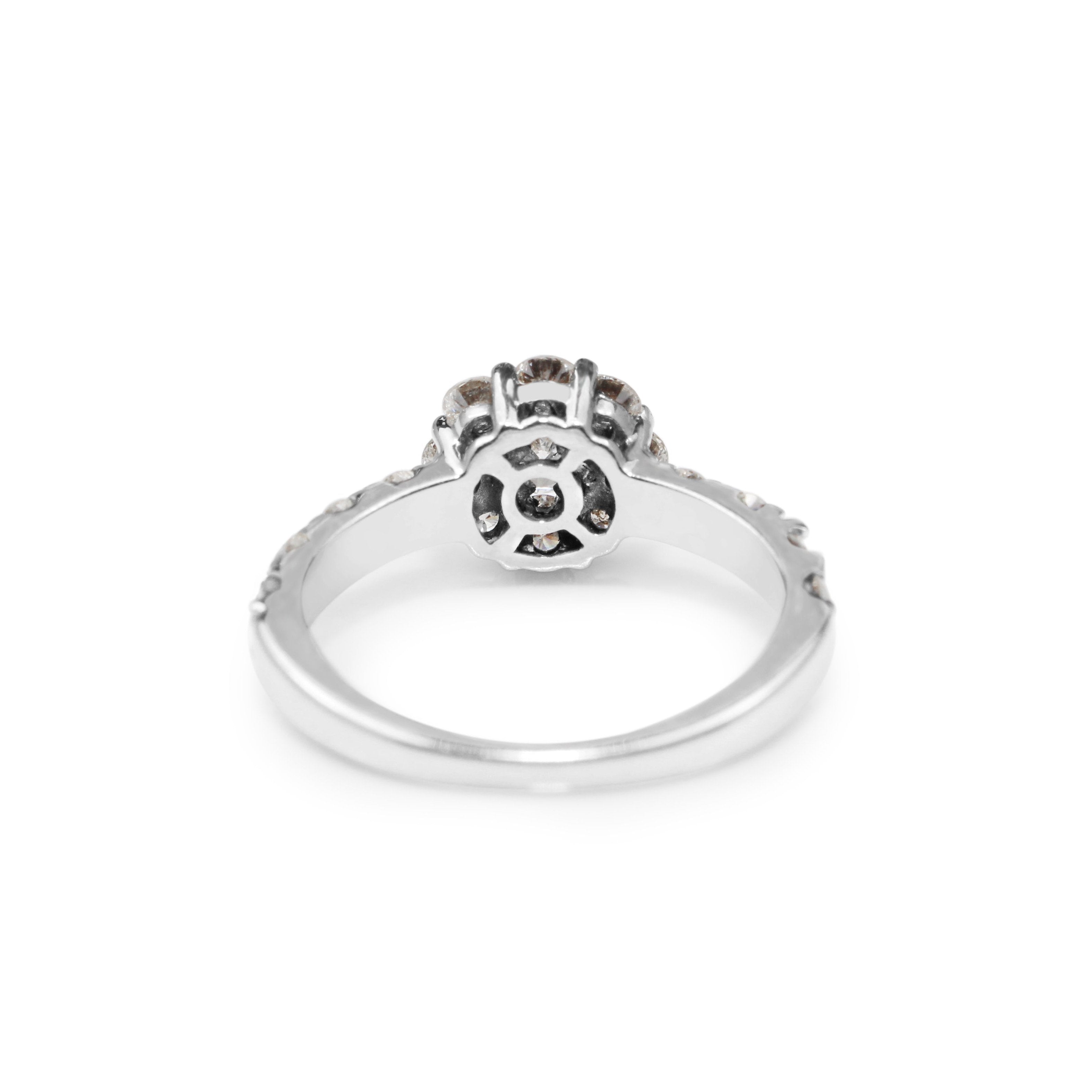 Vintage floral diamond engagement ring close-up