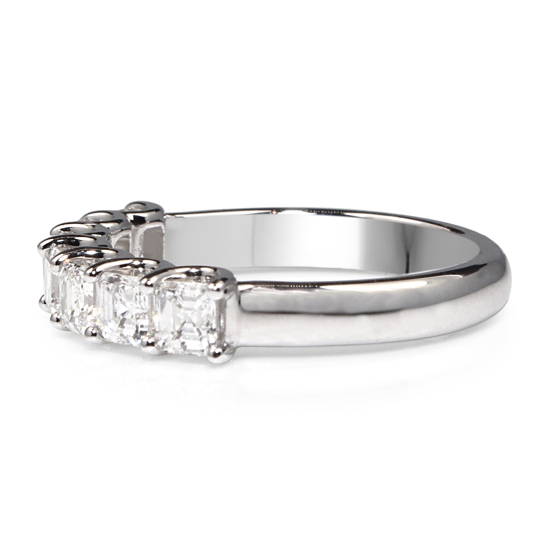 18ct White Gold Asscher Diamond Band – 1.28ct
