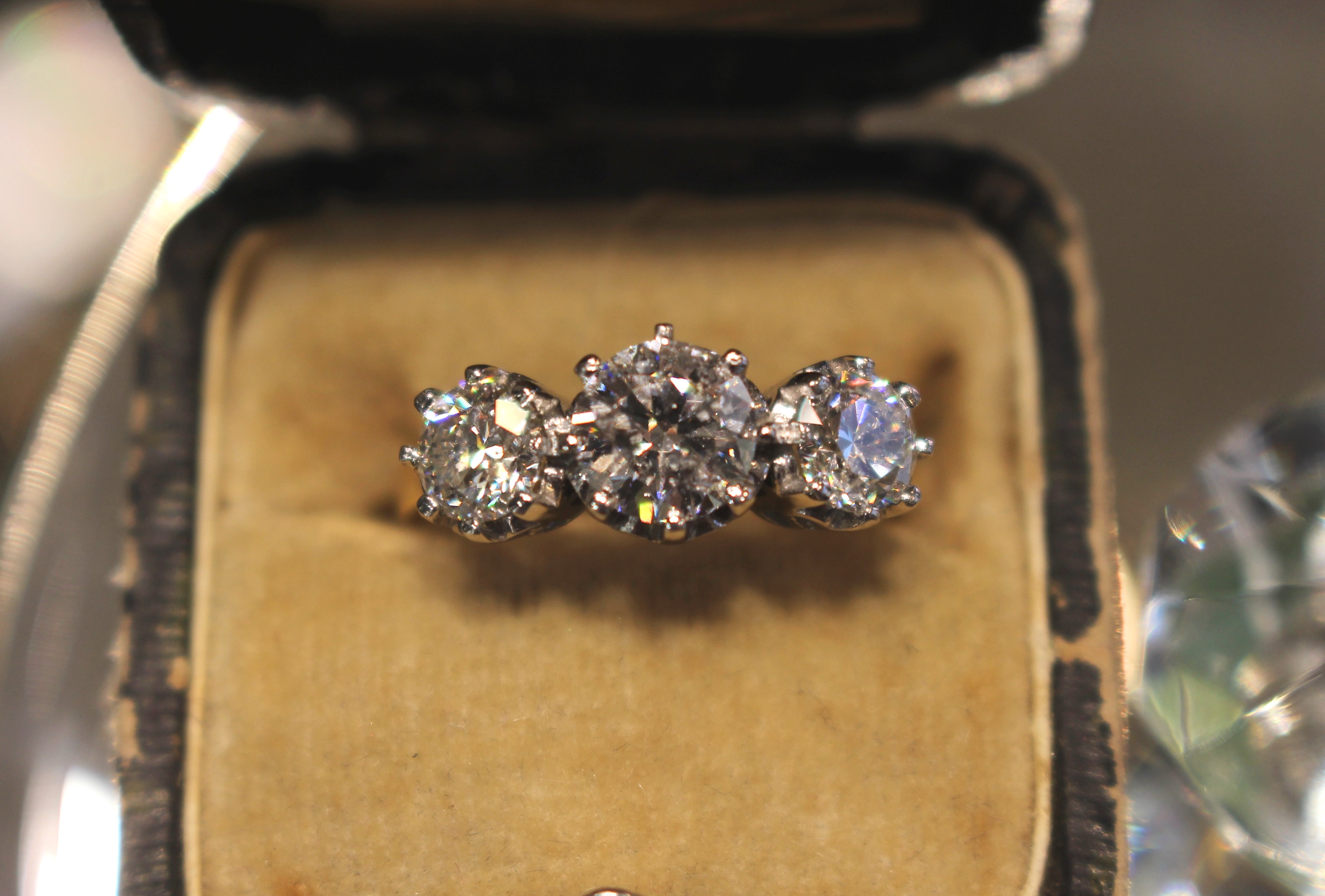 diamond engagement ring close up 18ct white gold