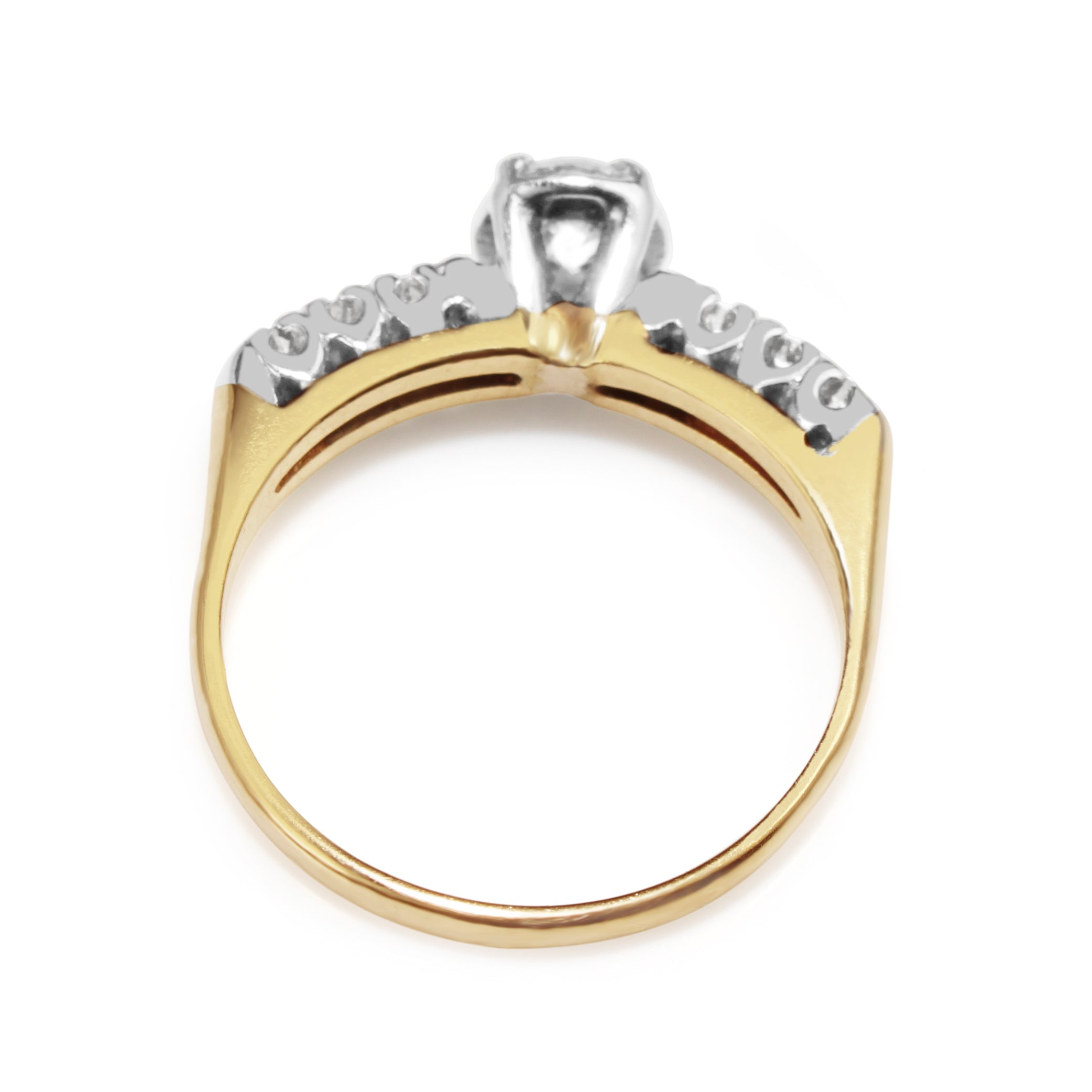 14ct Yellow & White Gold Vintage Solitaire Diamond Ring
