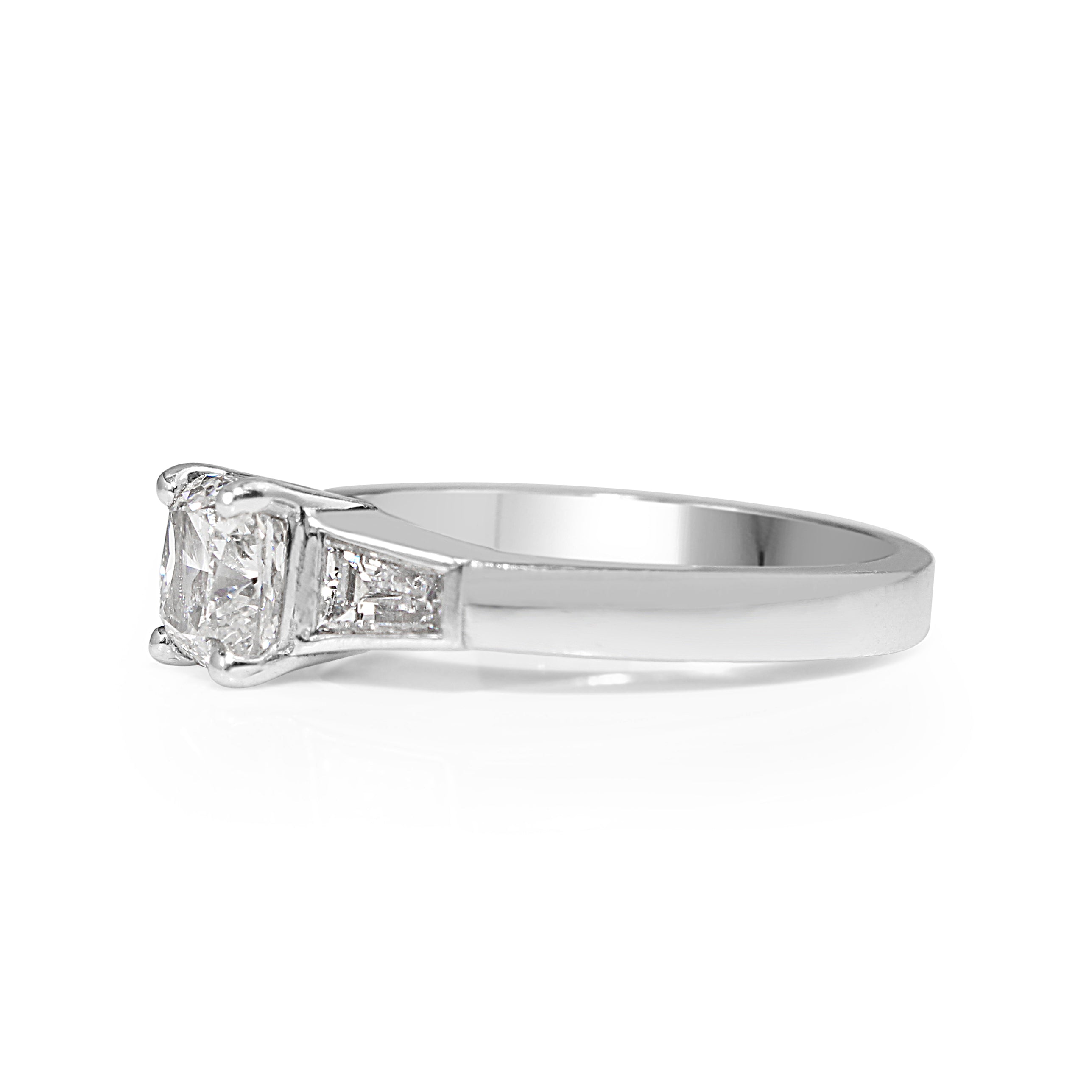 18ct White Gold Cushion 3 Stone Diamond Ring