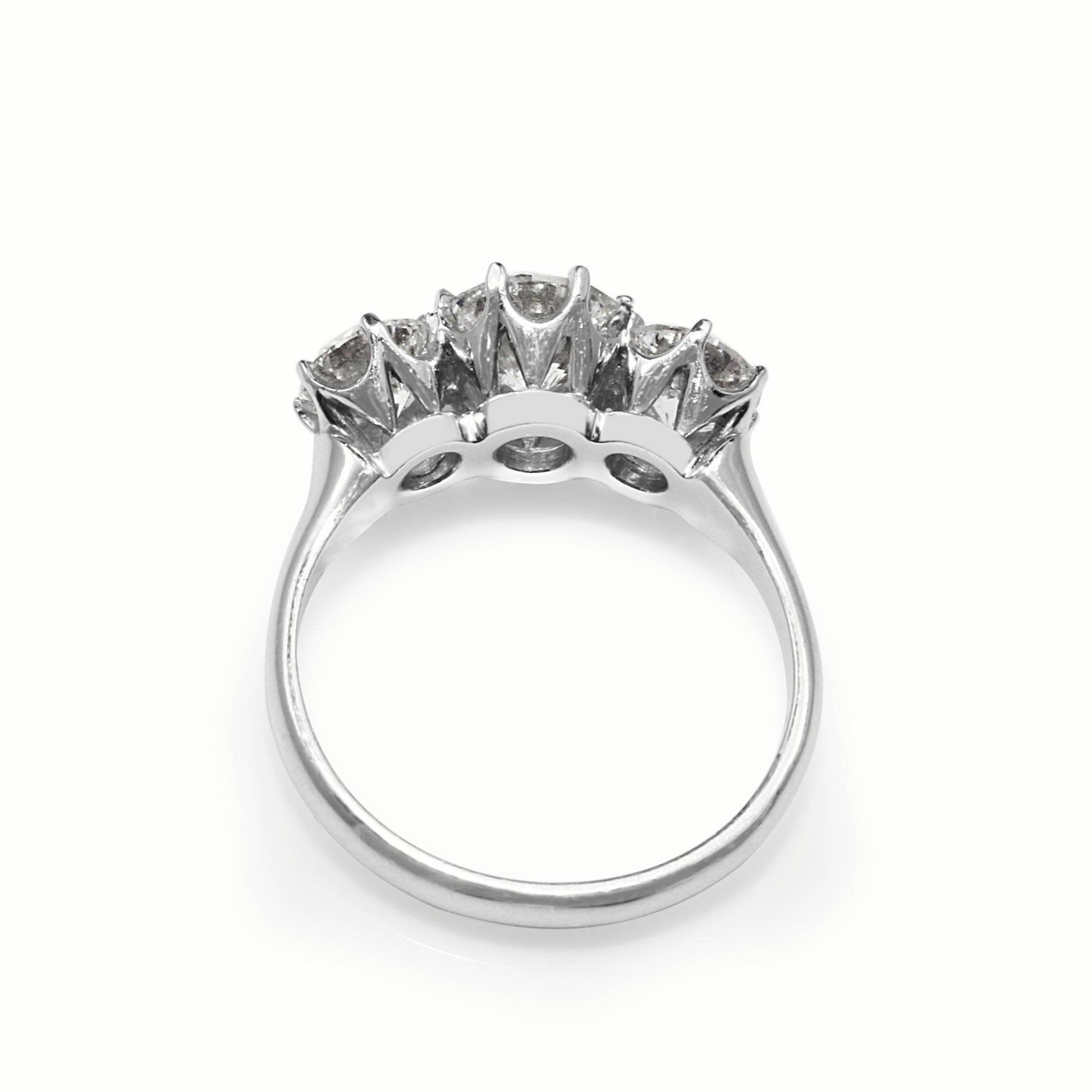 18ct White Gold Victorian Antique Style Diamond 3 Stone Ring