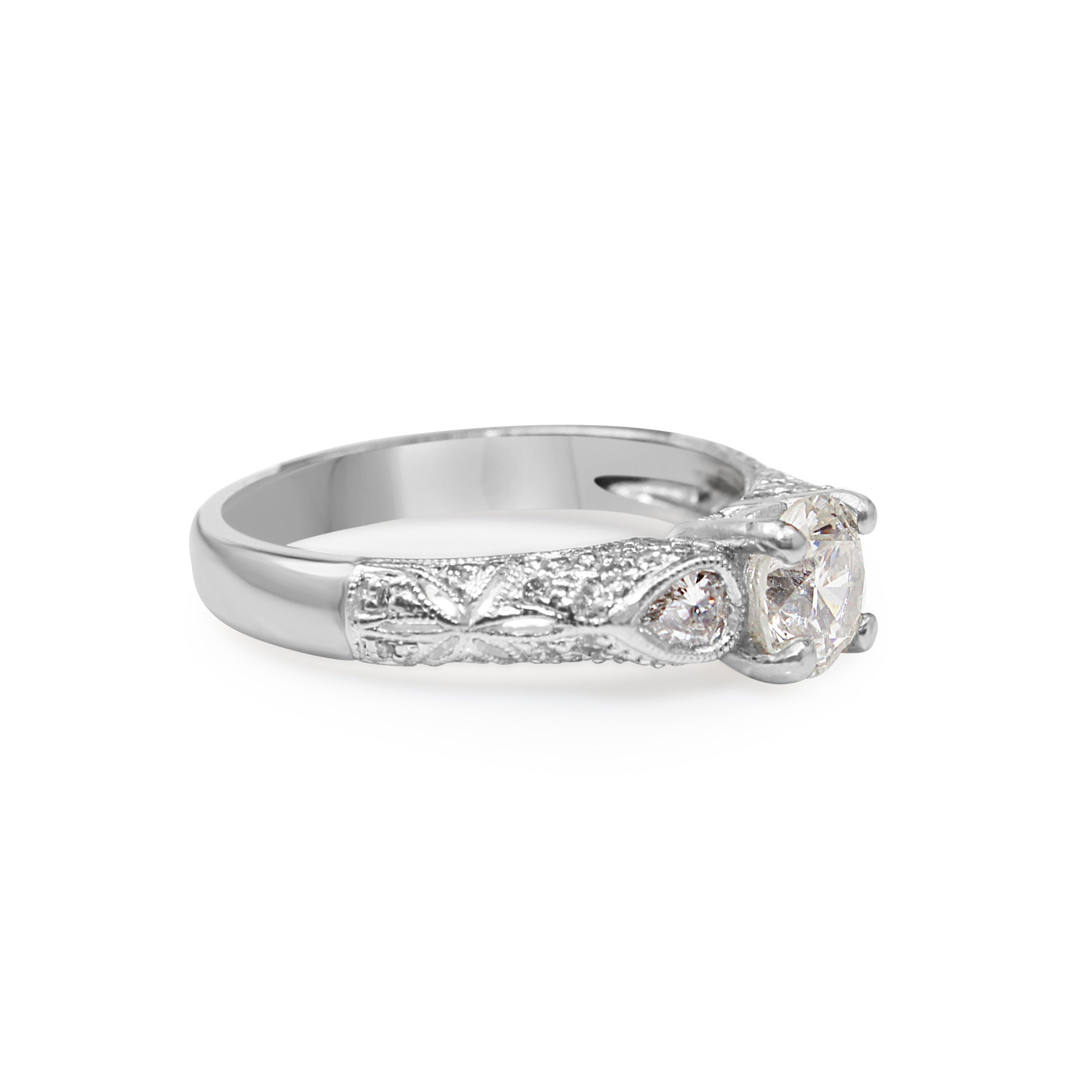 Filigree Platinum Diamond Solitaire Ring