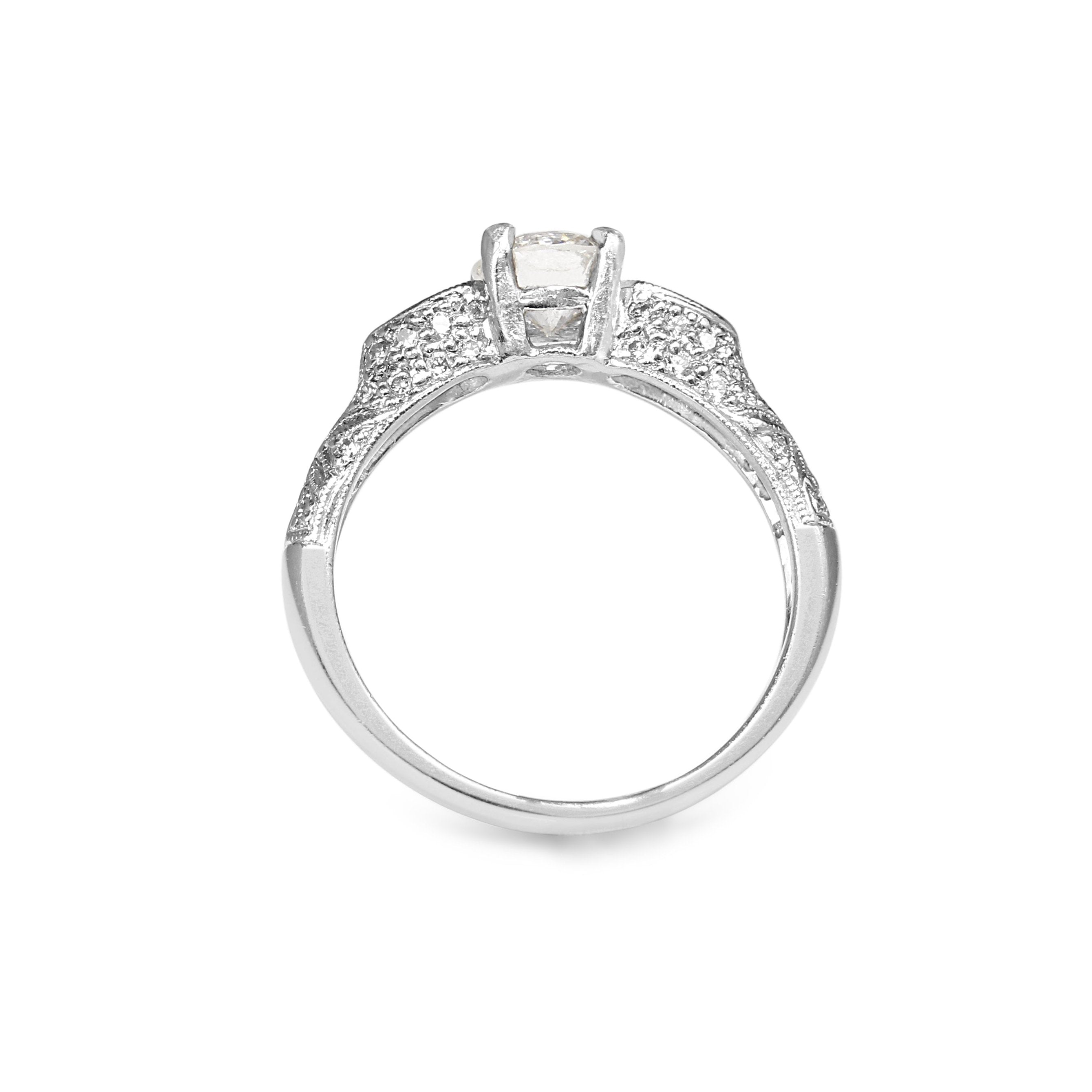 Filigree Platinum Diamond Solitaire Ring