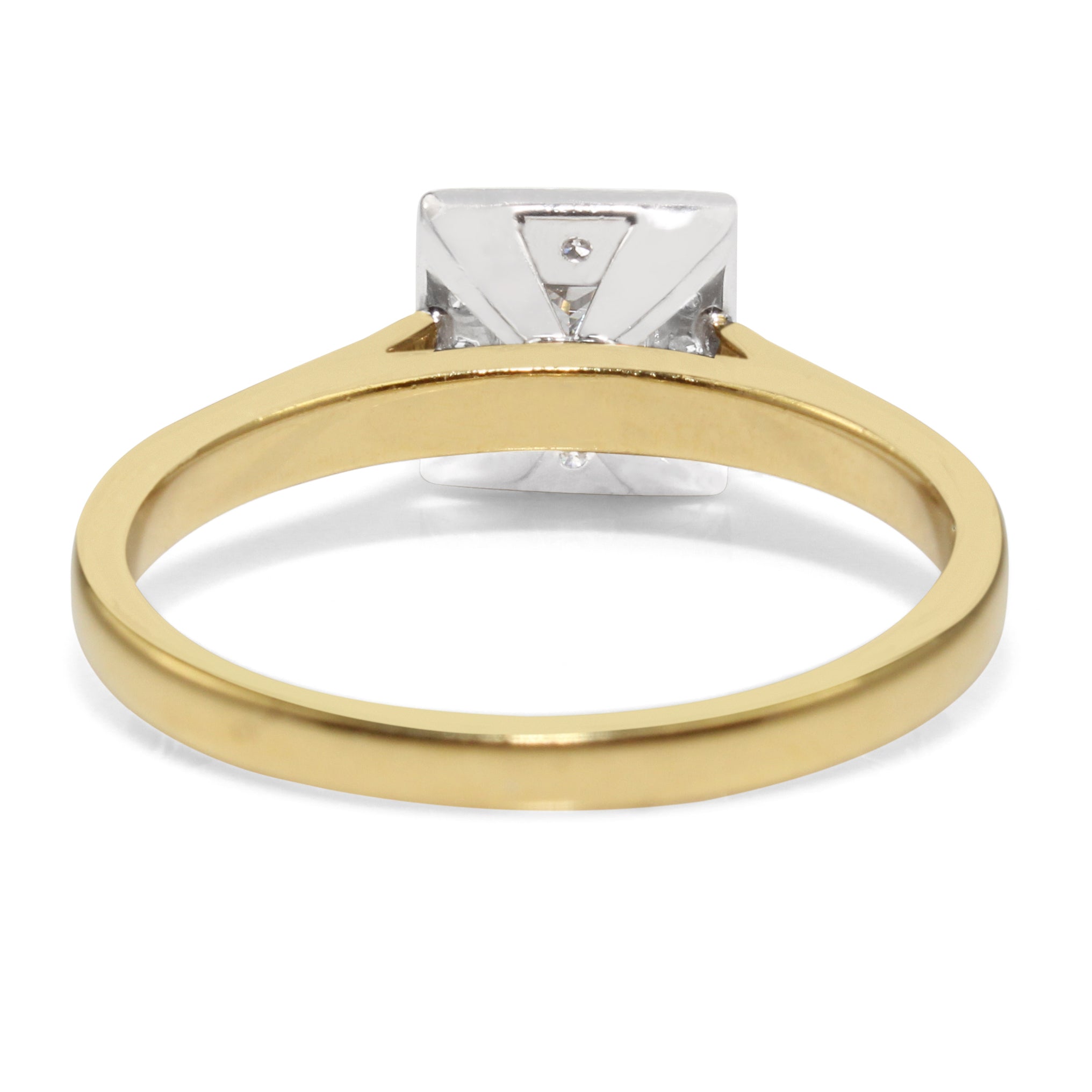 18ct Yellow & White Gold Square Halo Diamond Ring