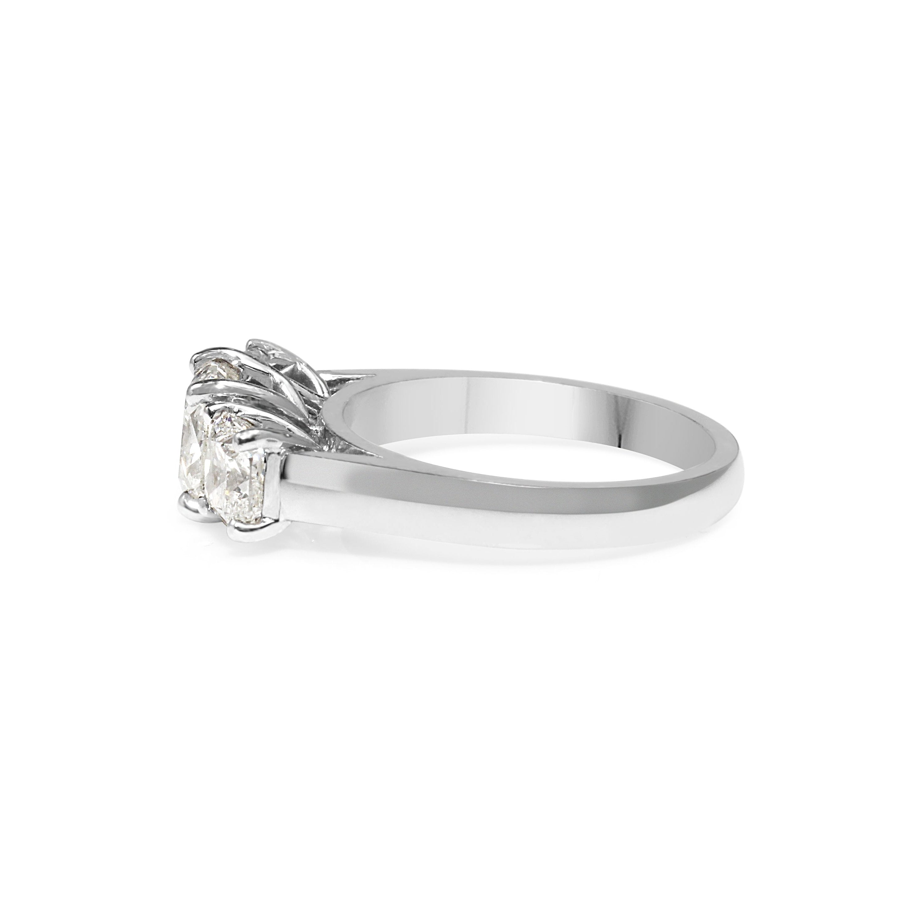 18ct White Gold Cushion Cut 3 Stone Diamond Ring