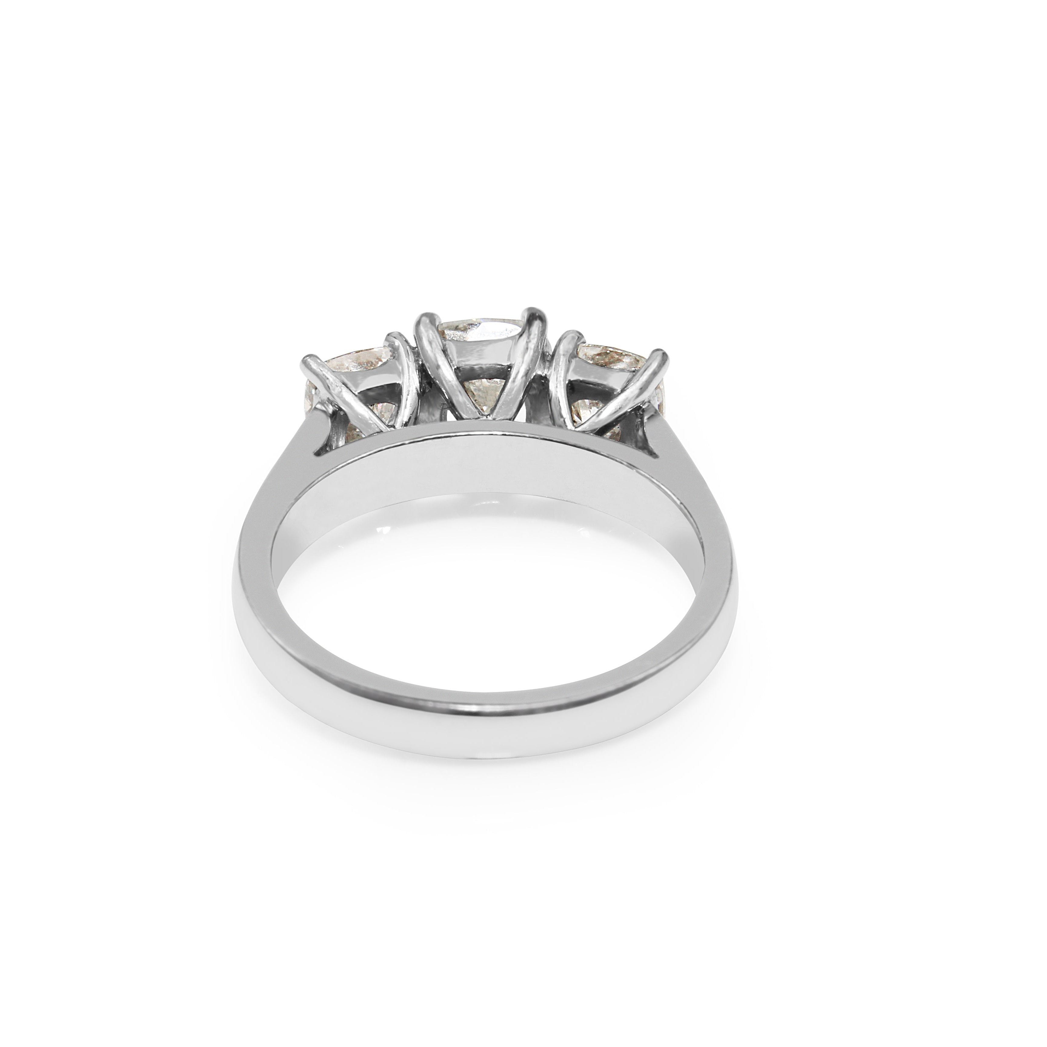 18ct White Gold Cushion Cut 3 Stone Diamond Ring