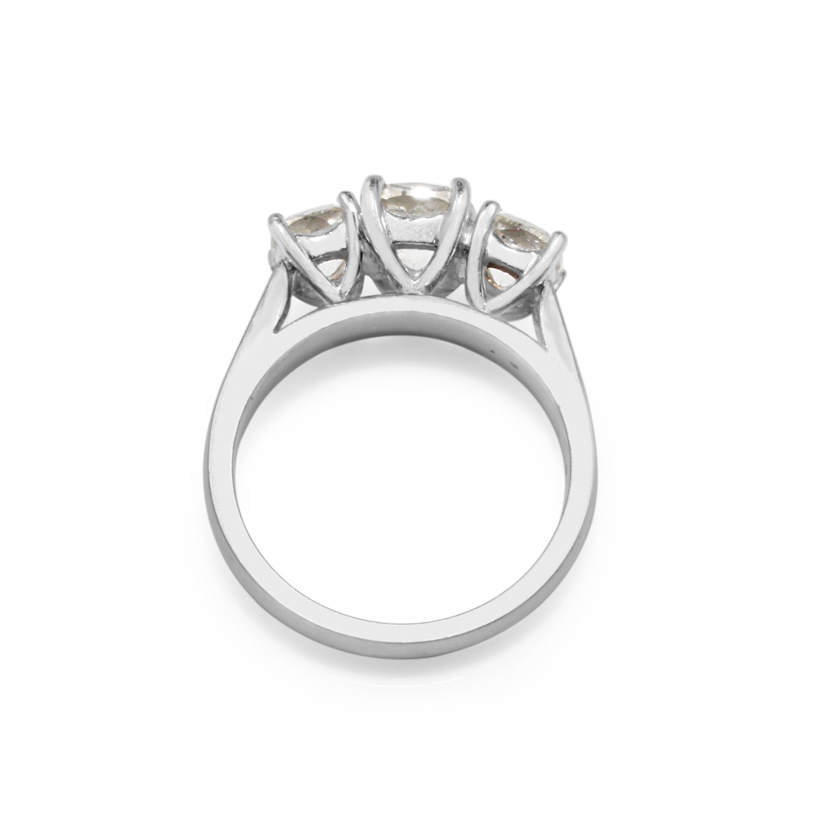 18ct White Gold Cushion Cut 3 Stone Diamond Ring