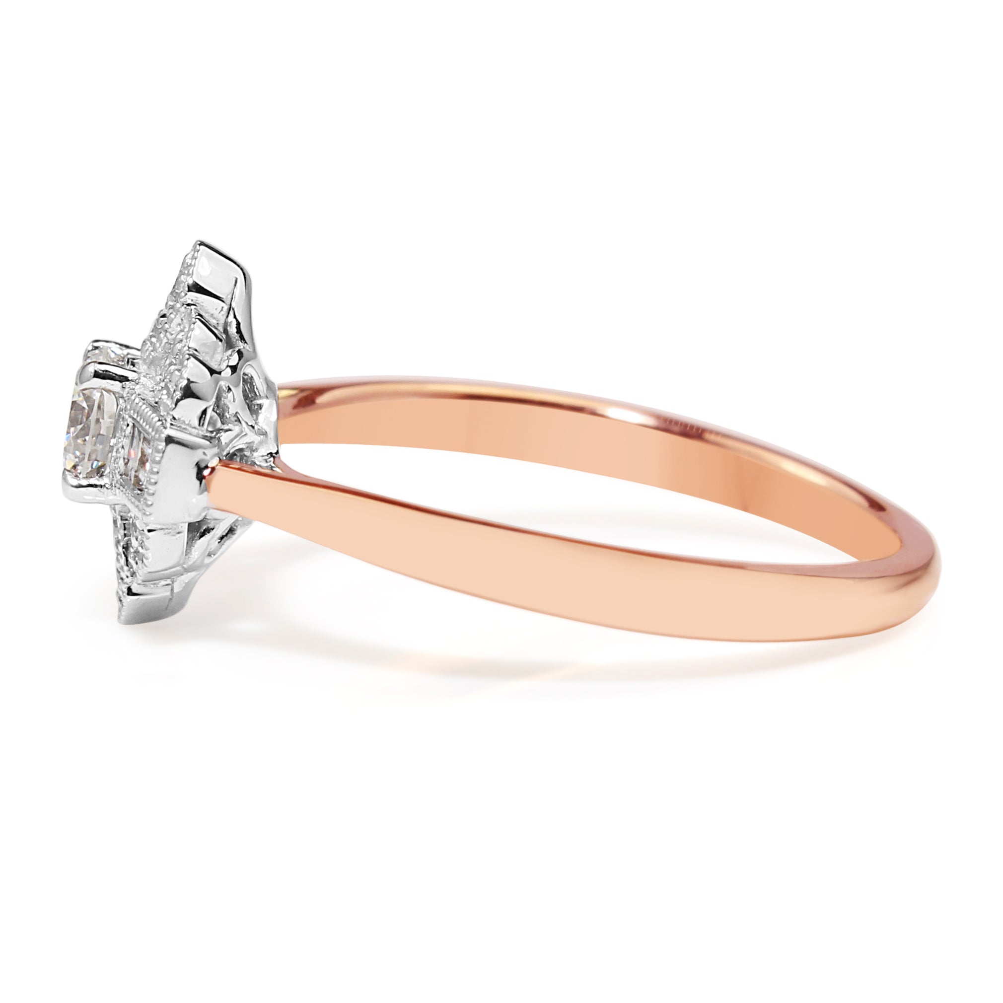 Art Deco Diamond Ring in 18ct Rose & White Gold