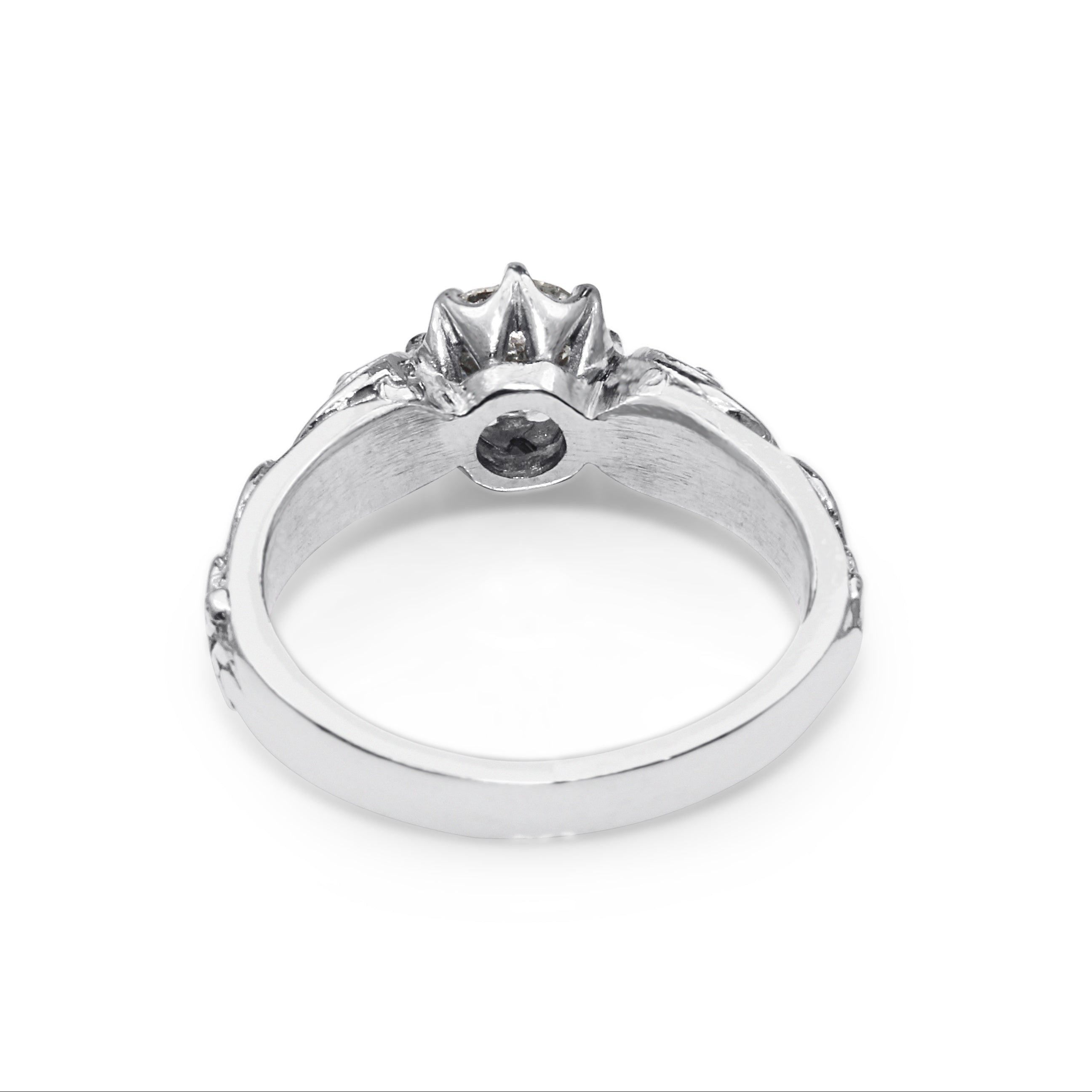 Engraved Platinum Diamond Solitaire Ring