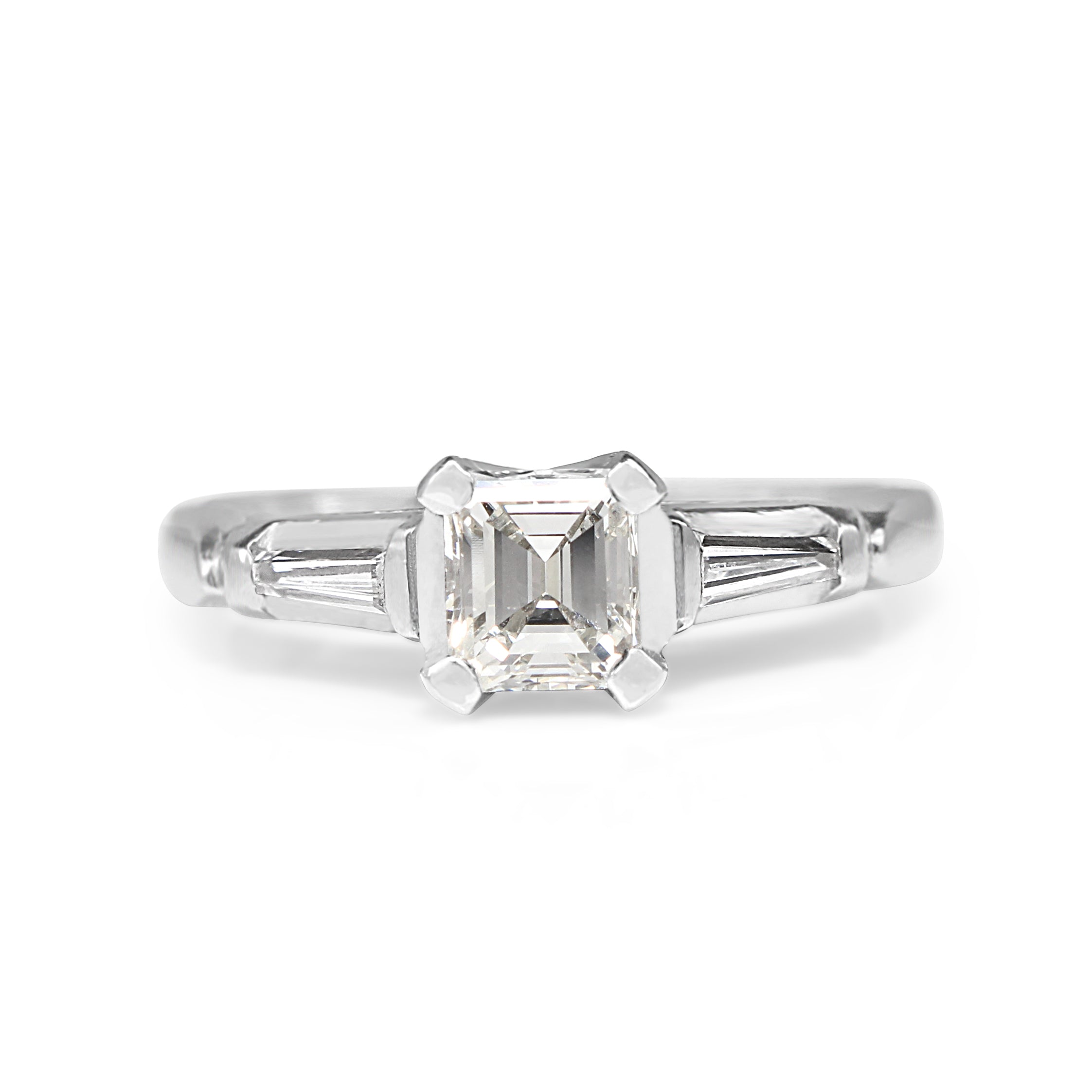 Platinum Asscher Cut Diamond Engagement Ring – Art Deco Diamond Ring Australia