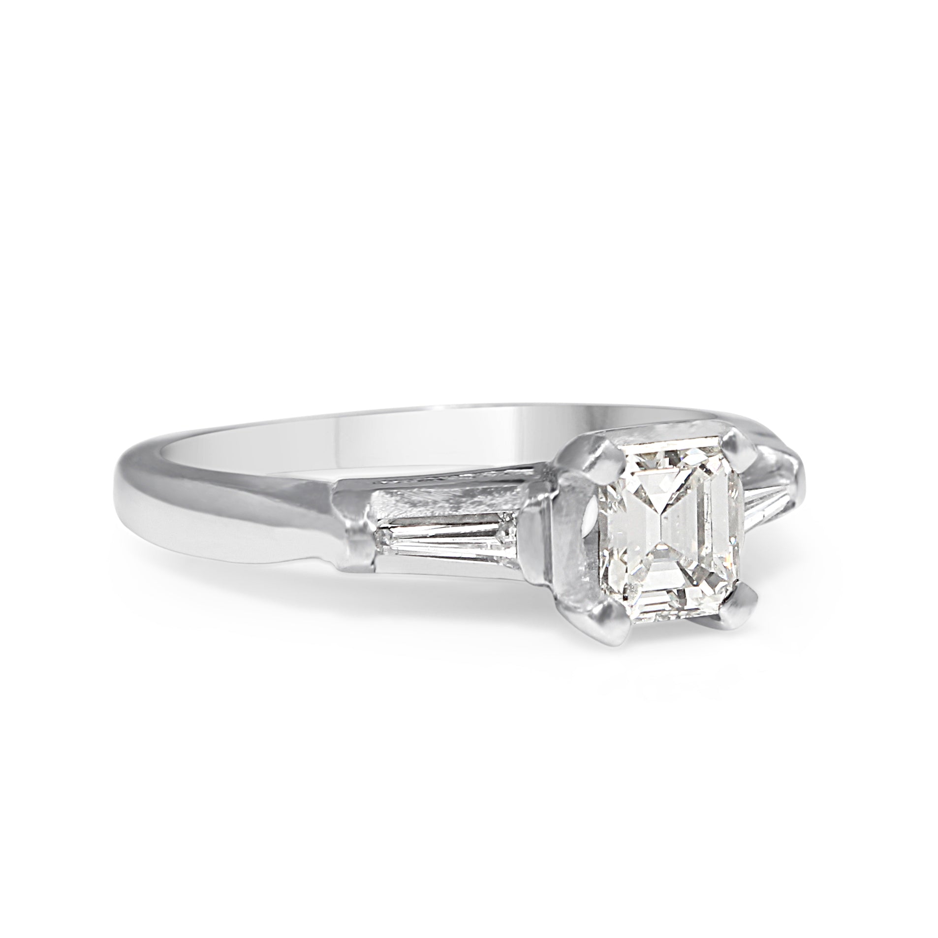 Platinum Asscher Cut Diamond Engagement Ring