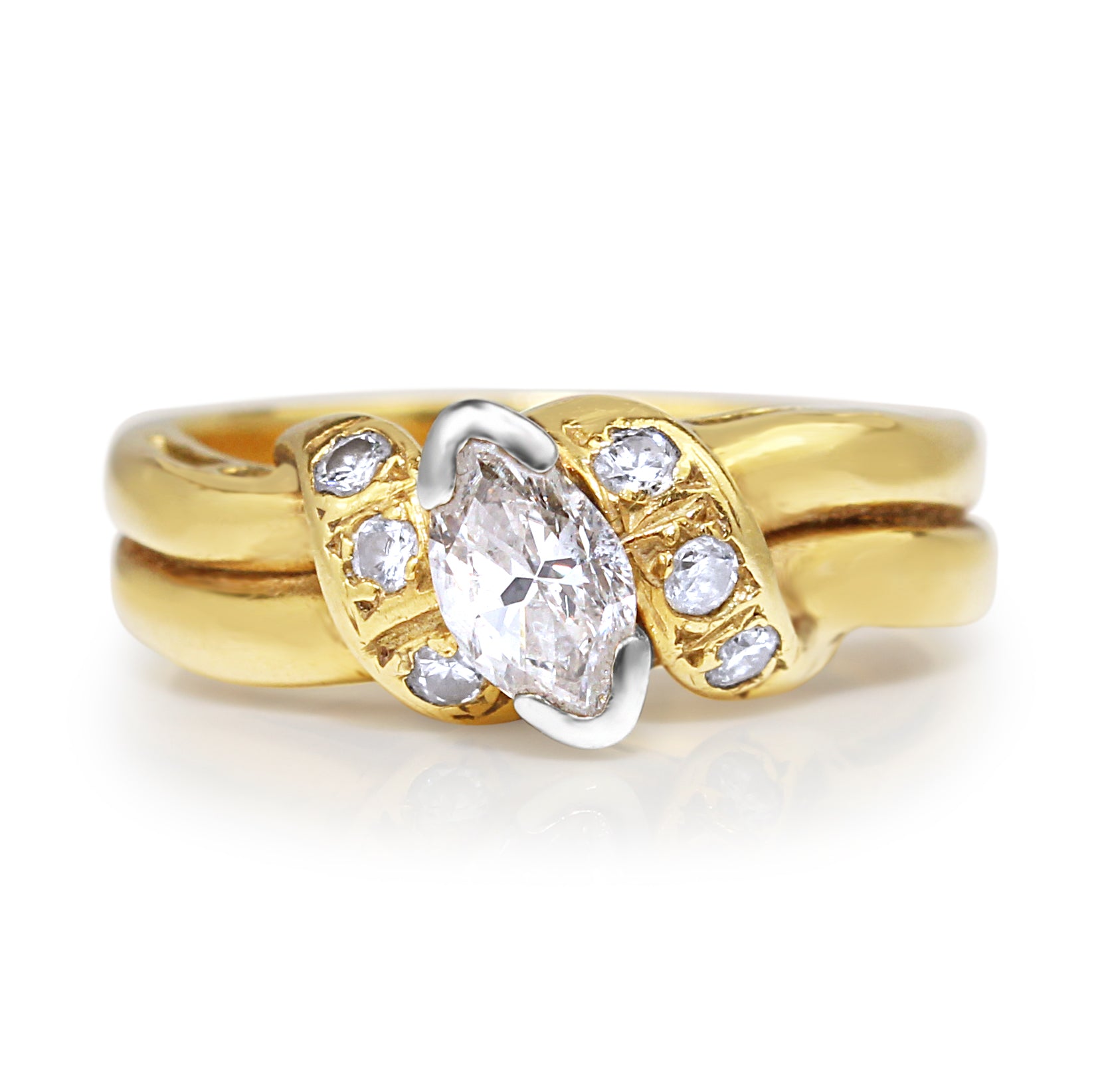Marquise Diamond Engagement Ring in 18ct Yellow Gold and Palladium | Fine Jewellery Australia