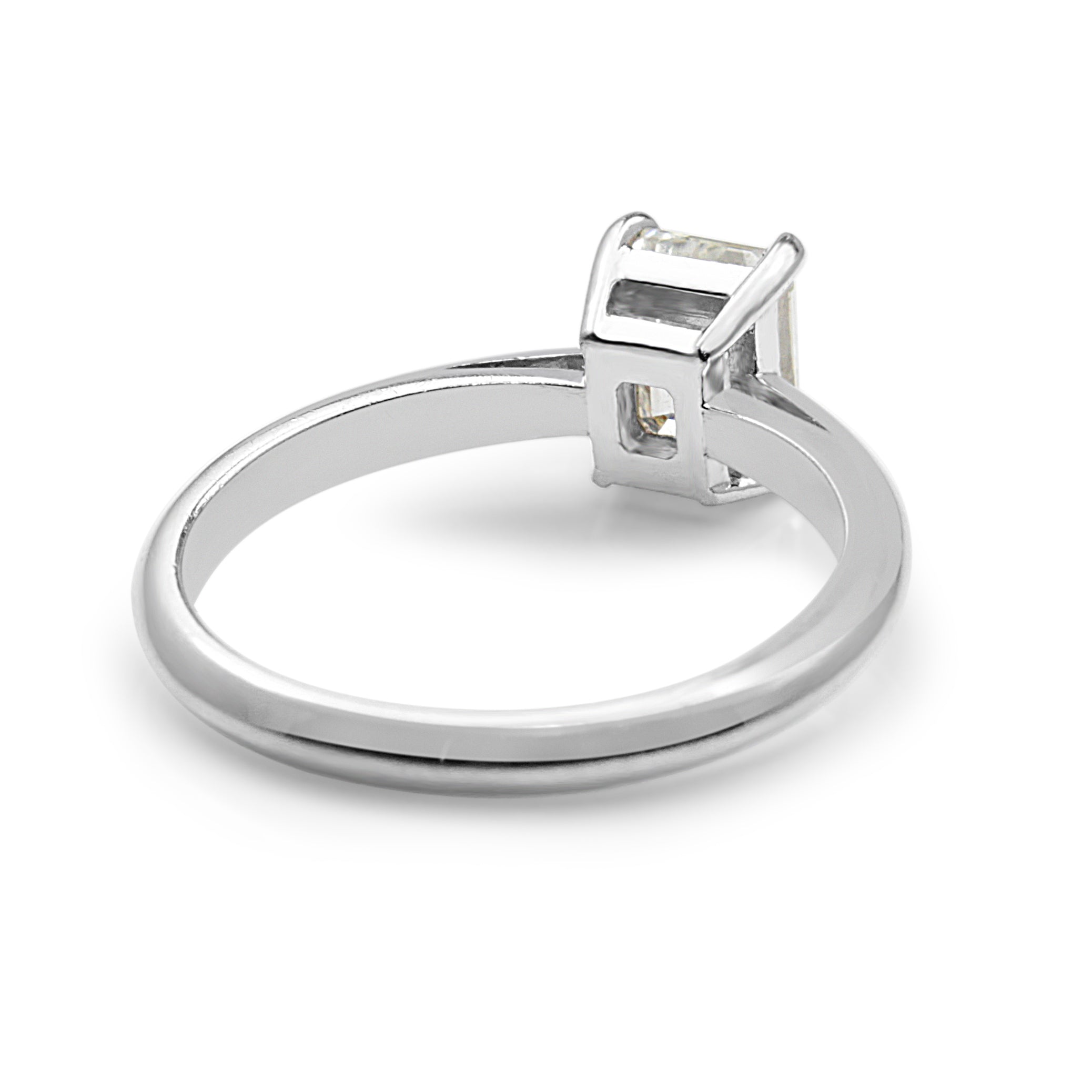 18ct White Gold Emerald Cut Solitaire Diamond Ring