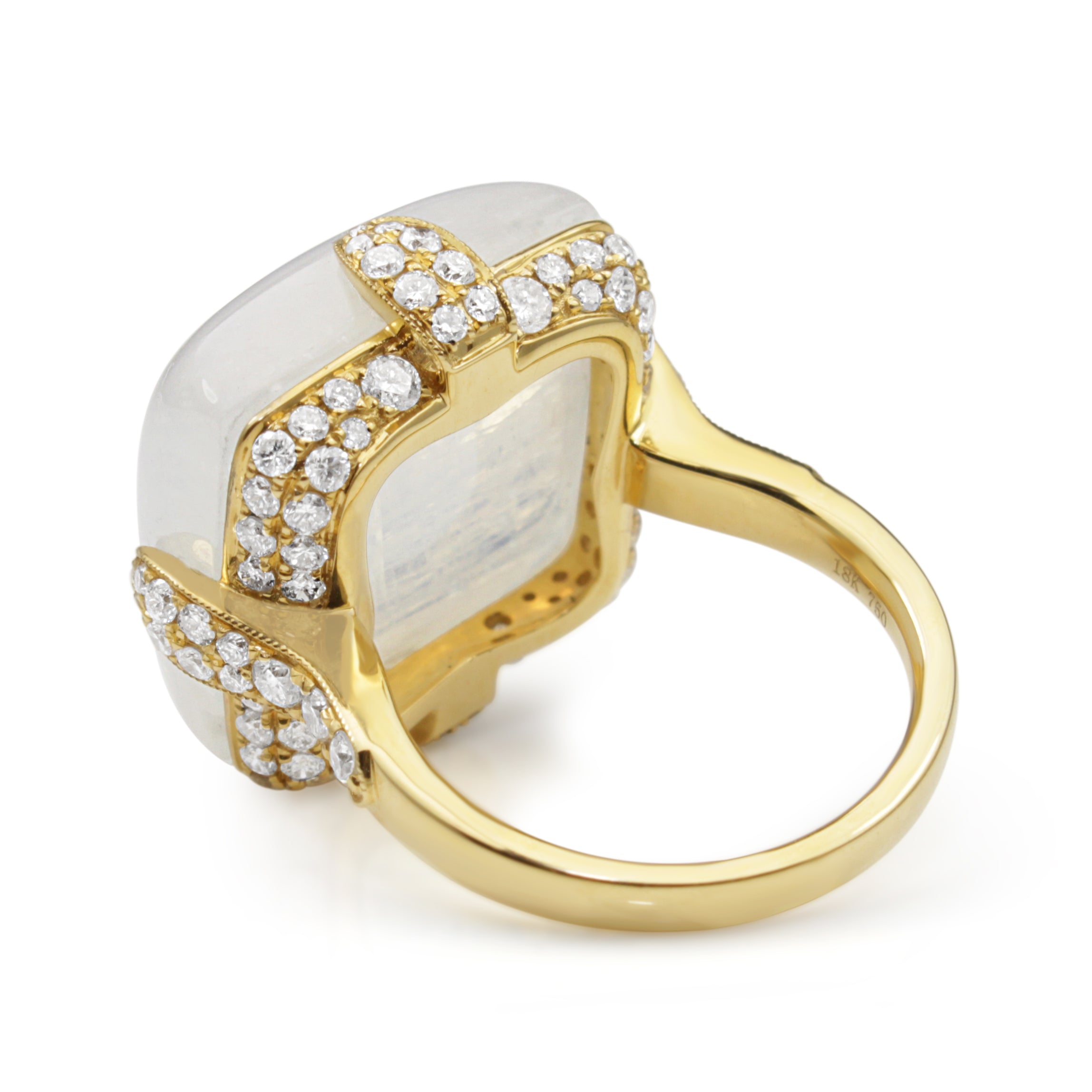 Burlington Jewellery Moonstone Diamond Ring Close Up