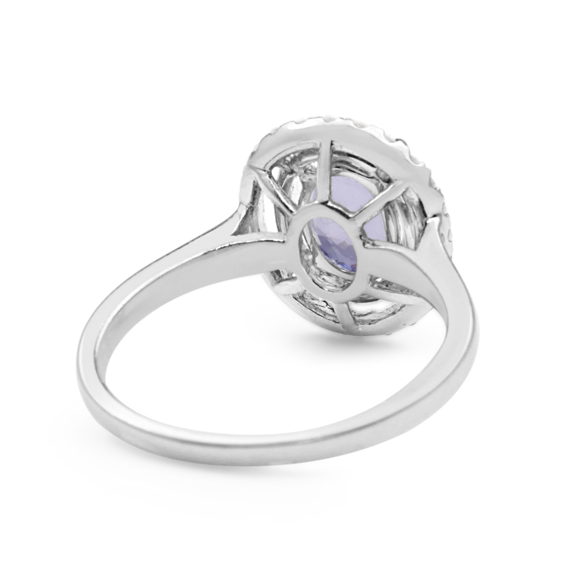 18ct White Gold Tanzanite and Double Halo Diamond Ring