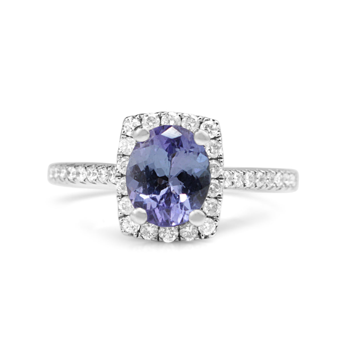 18 ct White Gold Tanzanite Diamond Halo Ring | Burlington Jewellery AU
