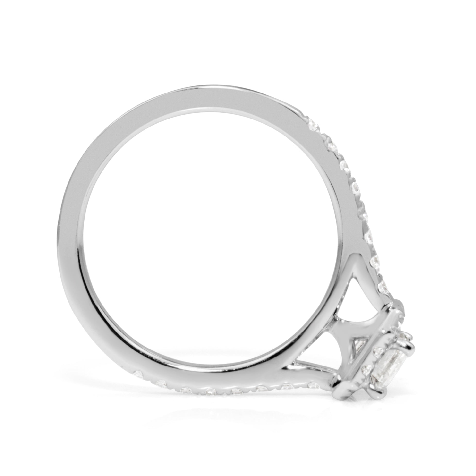 18ct White Gold Emerald Cut Halo Ring