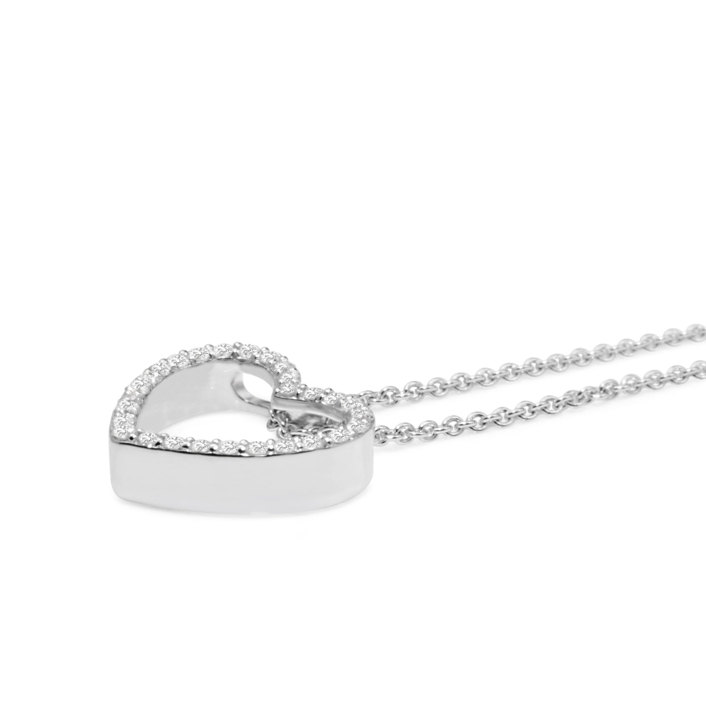 Diamond Heart Necklace in 9ct White Gold on Chain