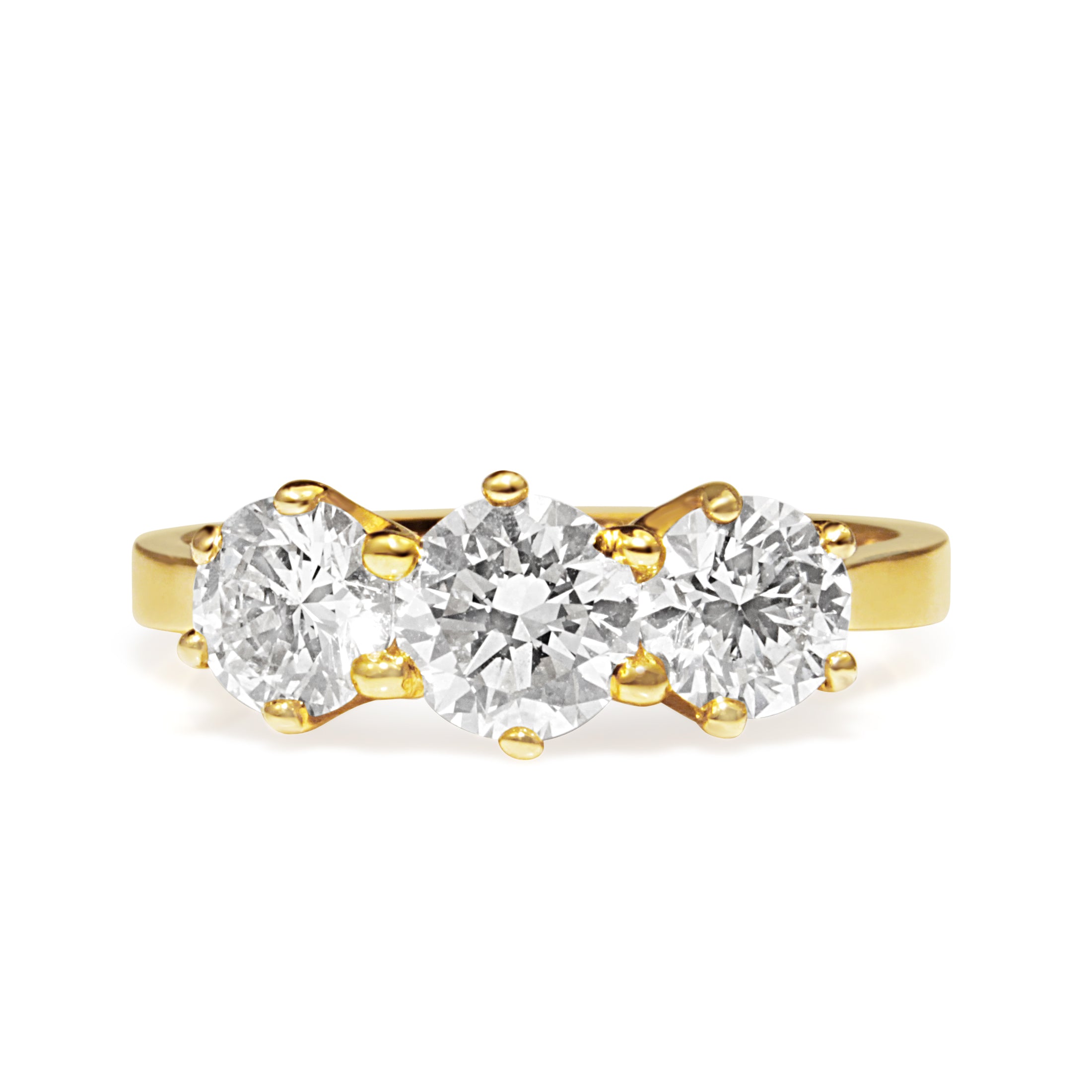 18ct Yellow Gold 3 Stone Antique Style Diamond Ring