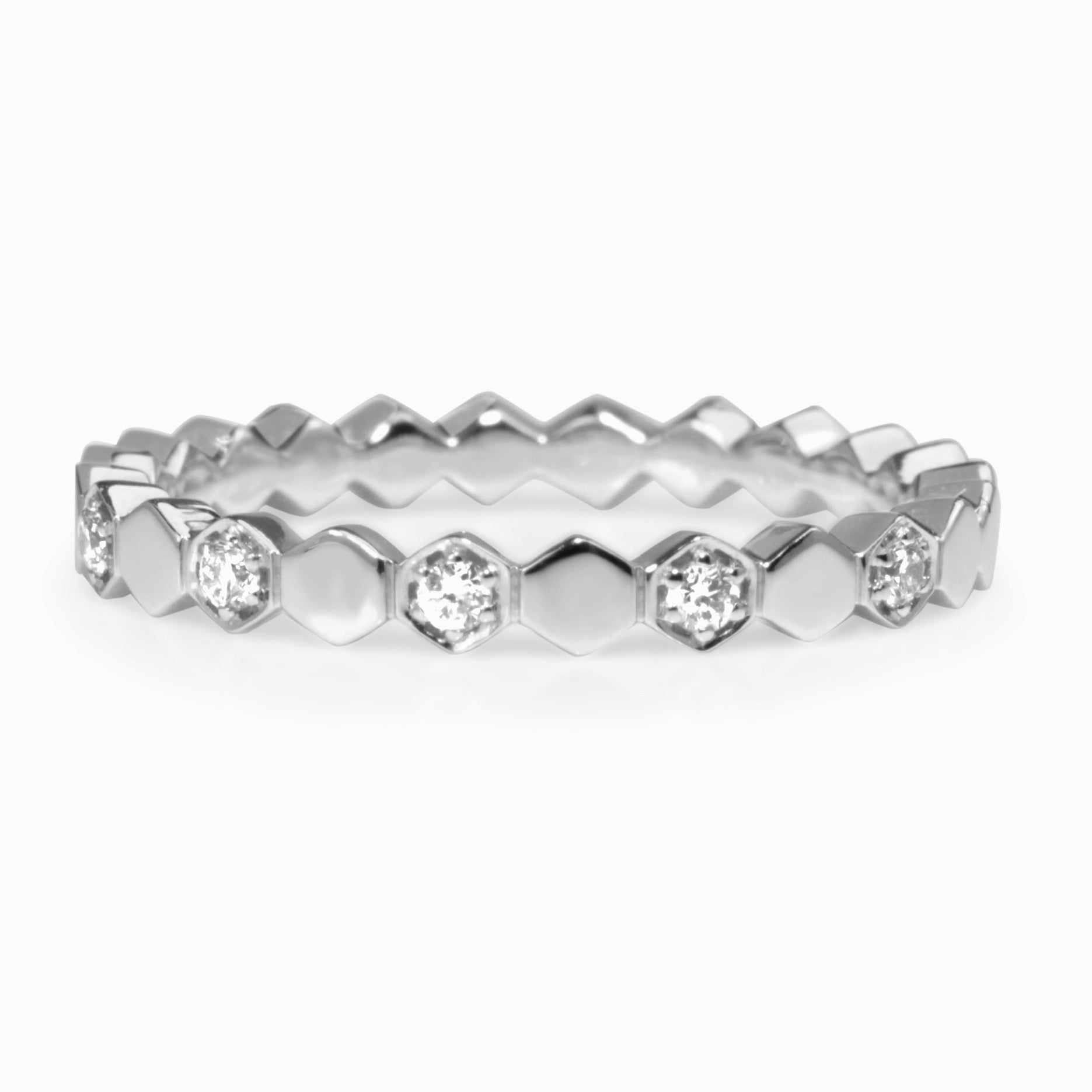 9ct white gold diamond honeycomb ring Melbourne Australia