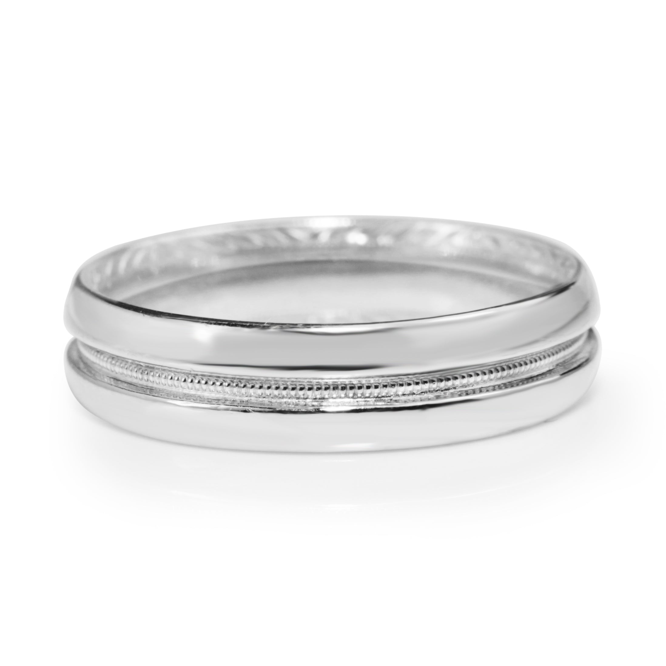 Platinum Vintage Diamond and Millgrain Band