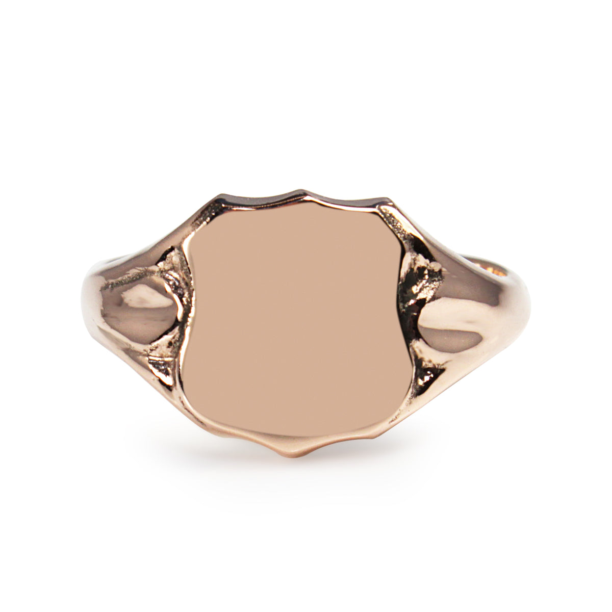 Rose Rim Style Shield 9ct Rose Gold Shield Style Signet Ring