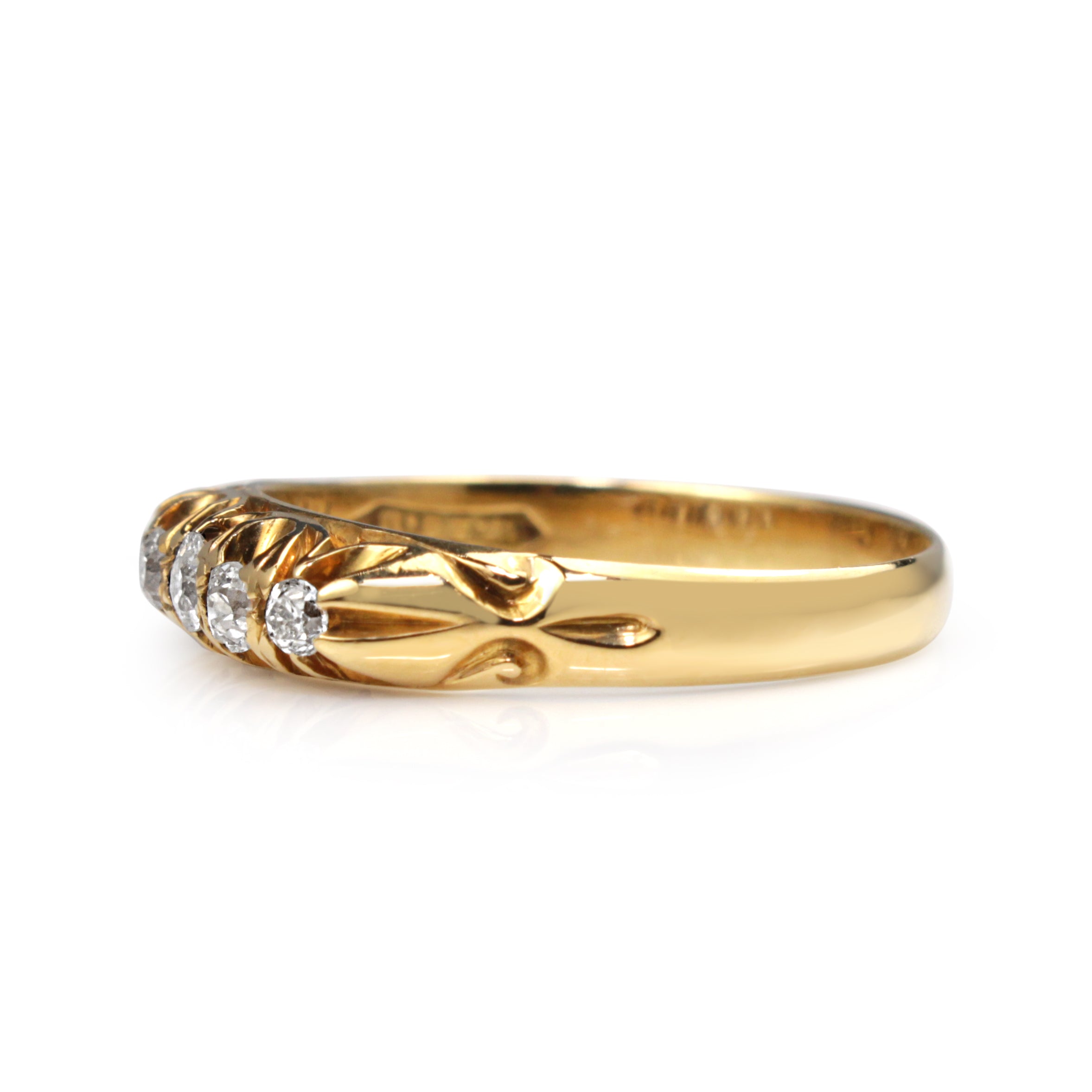 18ct Yellow Gold Vintage Old Cut 5 Stone Diamond Ring