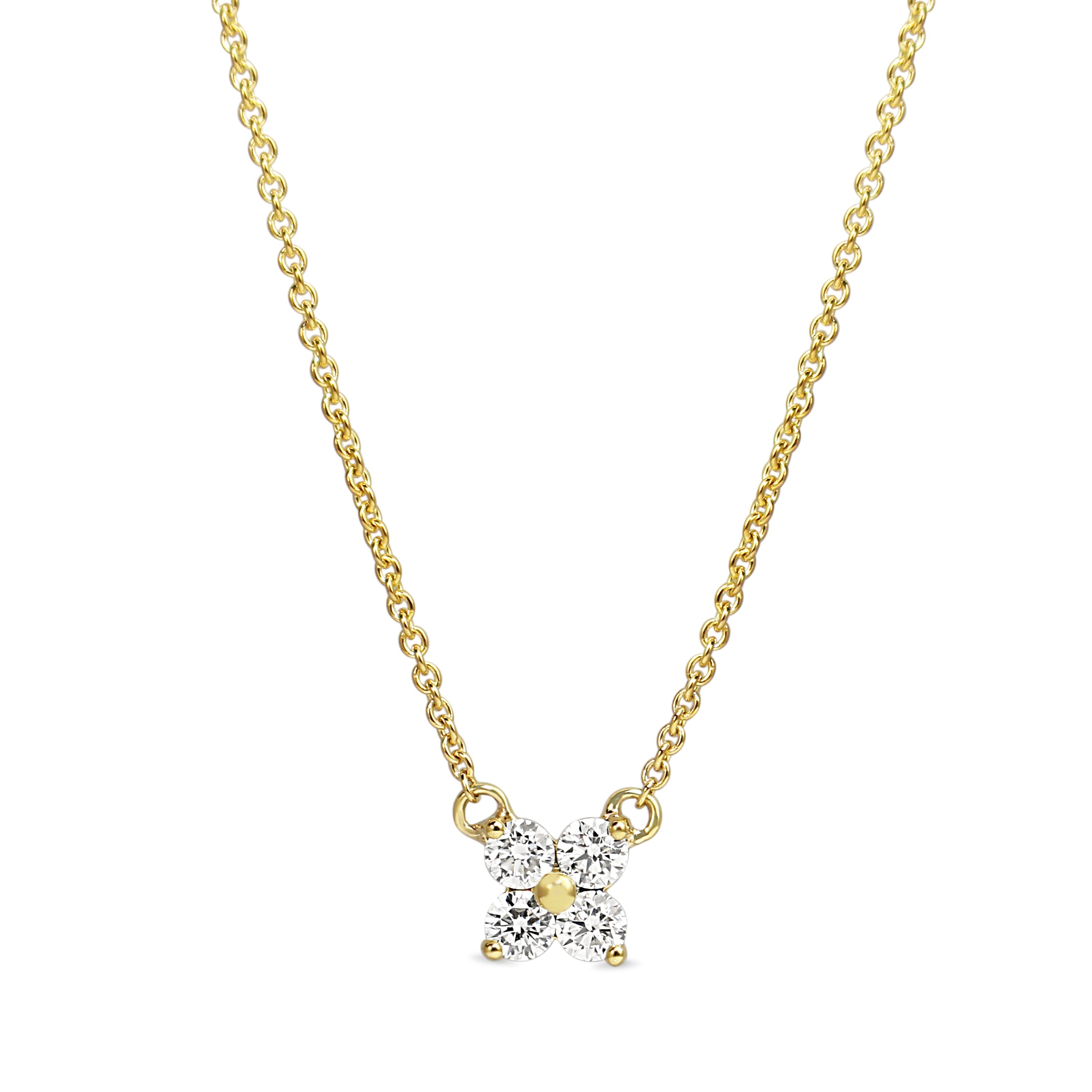 9ct Yellow Gold 'Clover' Style Diamond Necklace