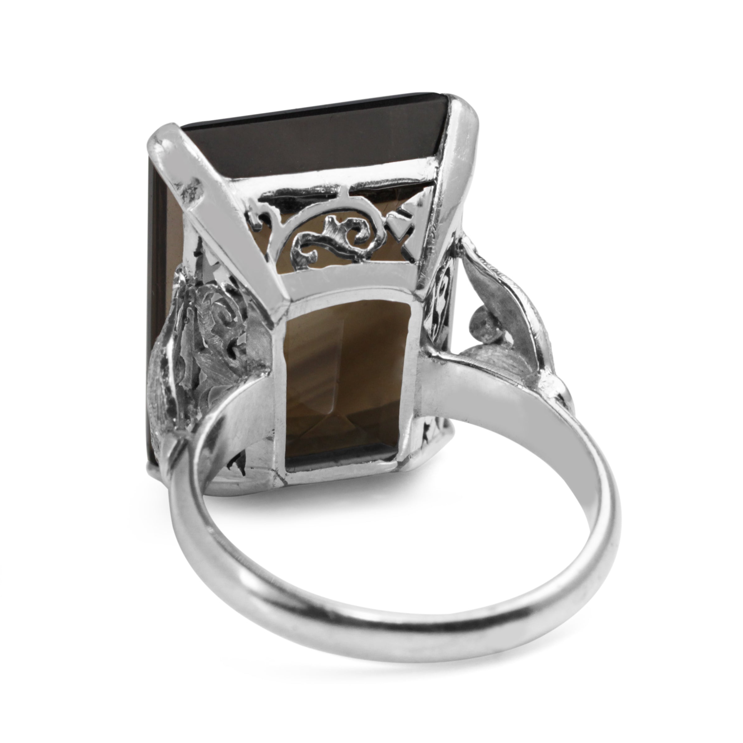 18ct White Gold Smokey Quartz Cocktail Ring