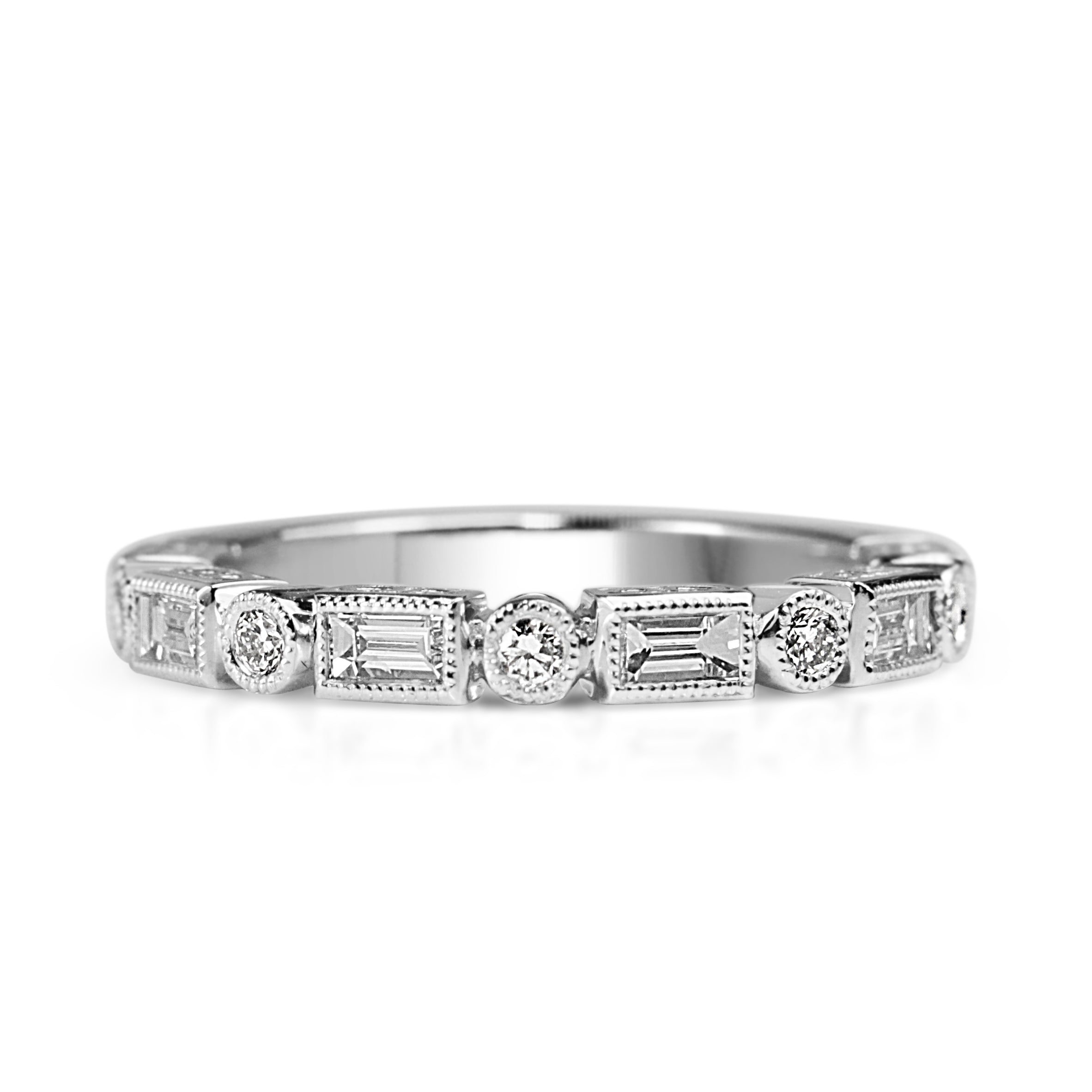 18ct white gold deco style diamond band vintage design Melbourne