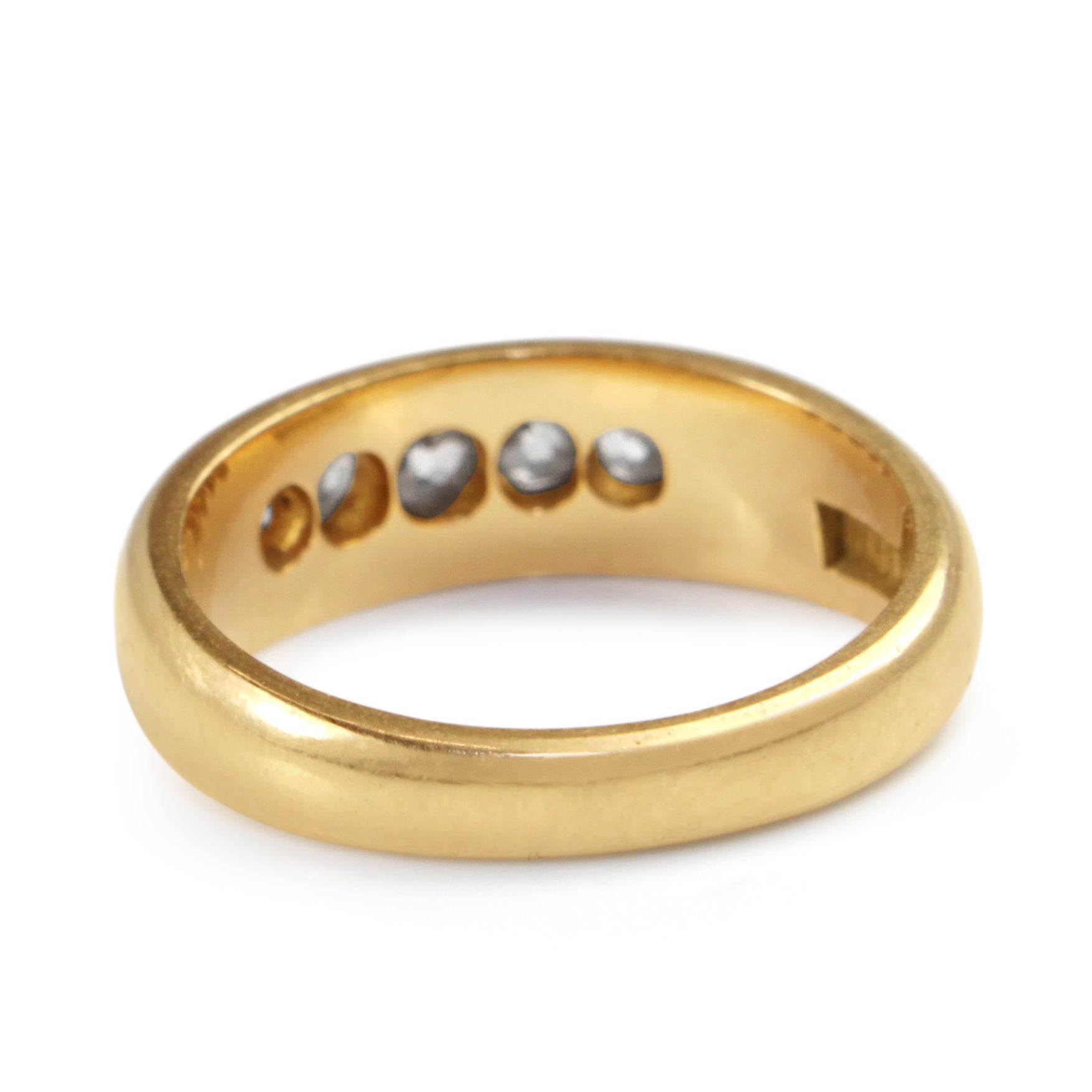18ct Yellow Gold Antique Old Cut Diamond 5 Stone Ring