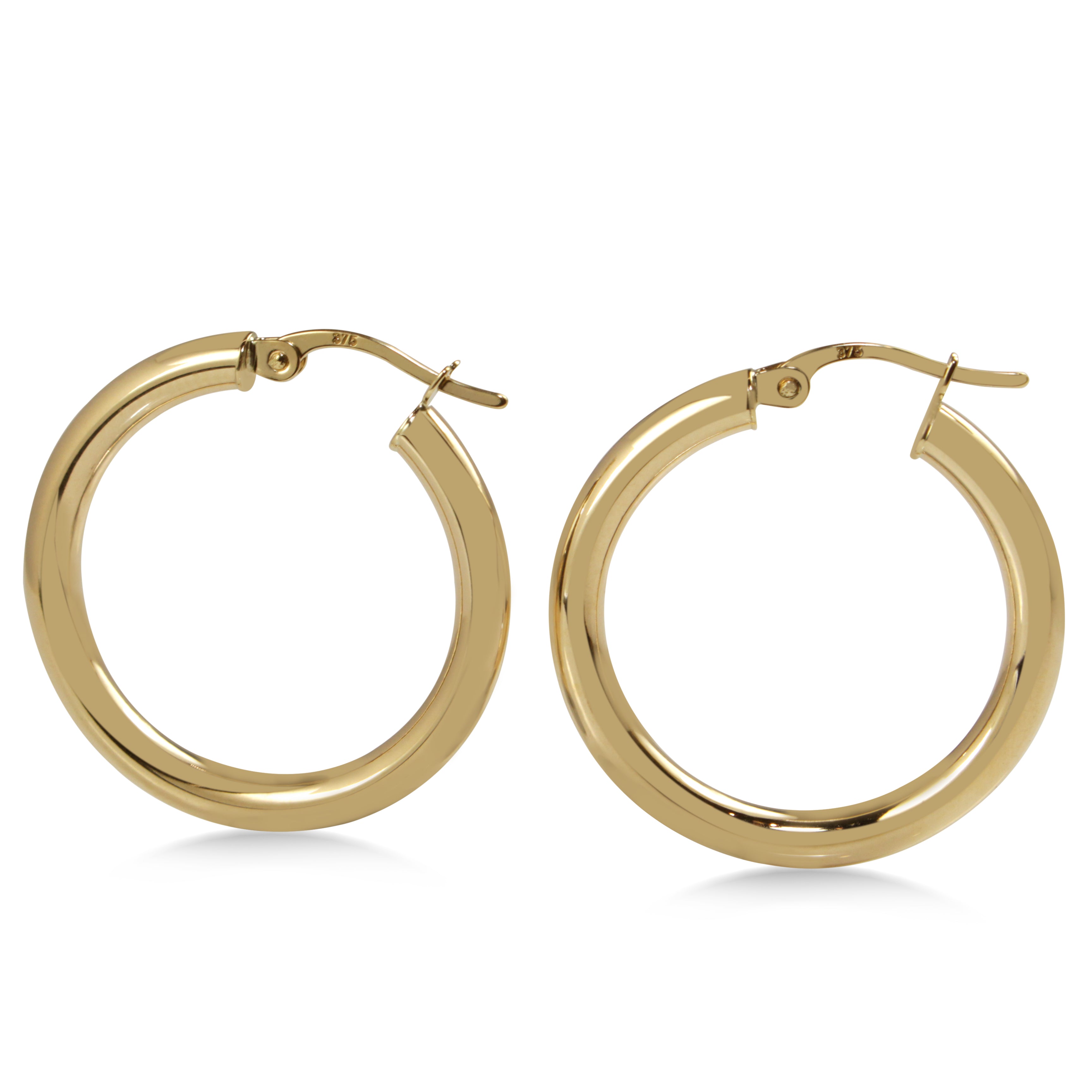 9ct Yellow Gold Thick 27mm Hoop Earrings