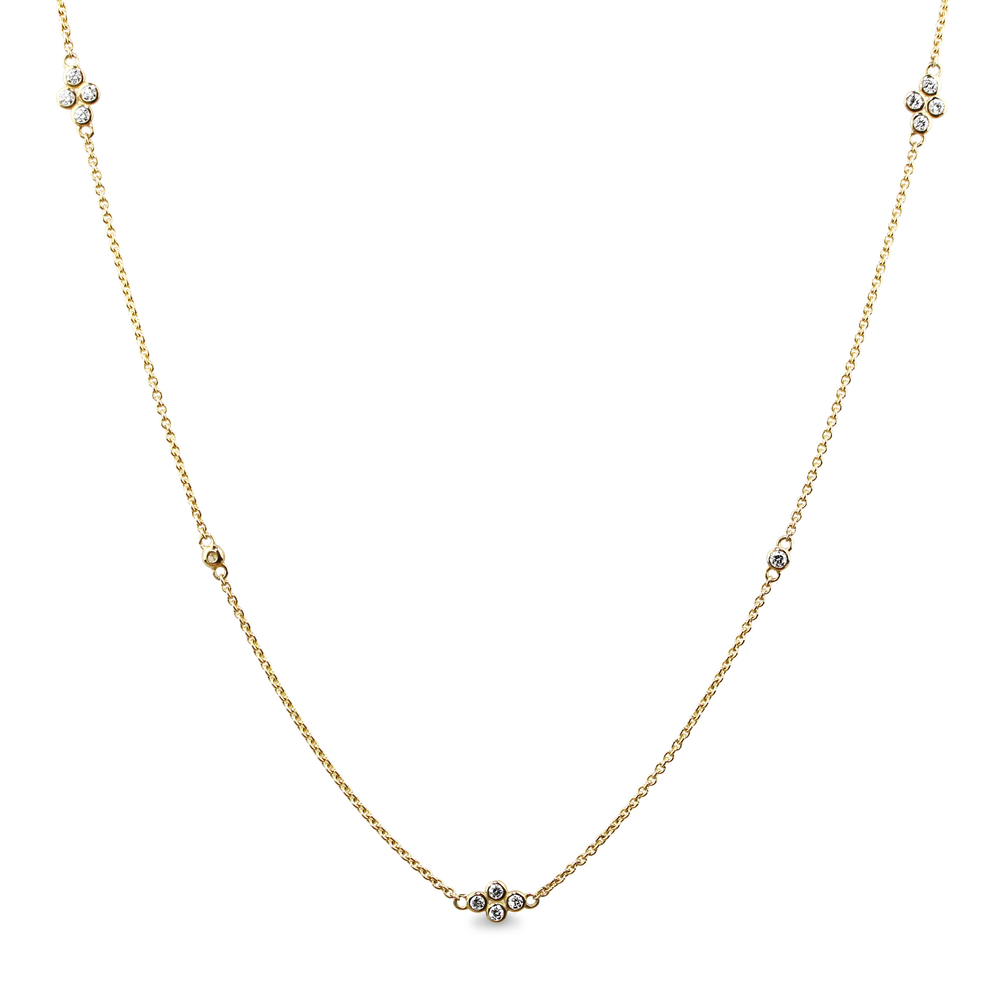 9ct Yellow Gold Fine 'Clover' Chain With Diamonds