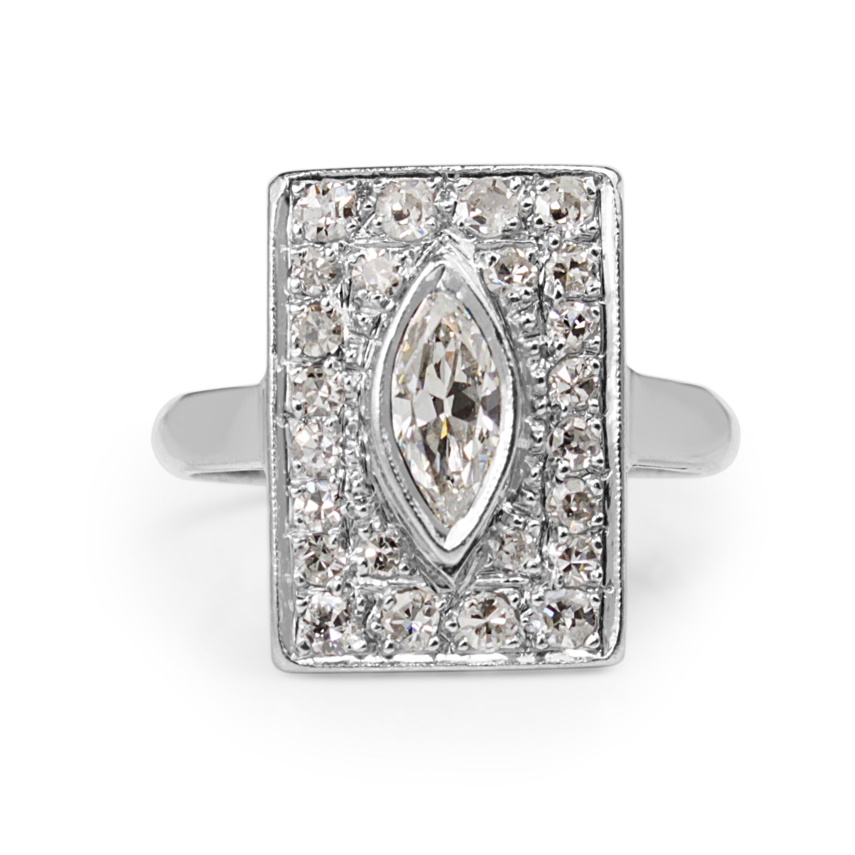Platinum Art Deco Marquise Diamond Engagement Ring