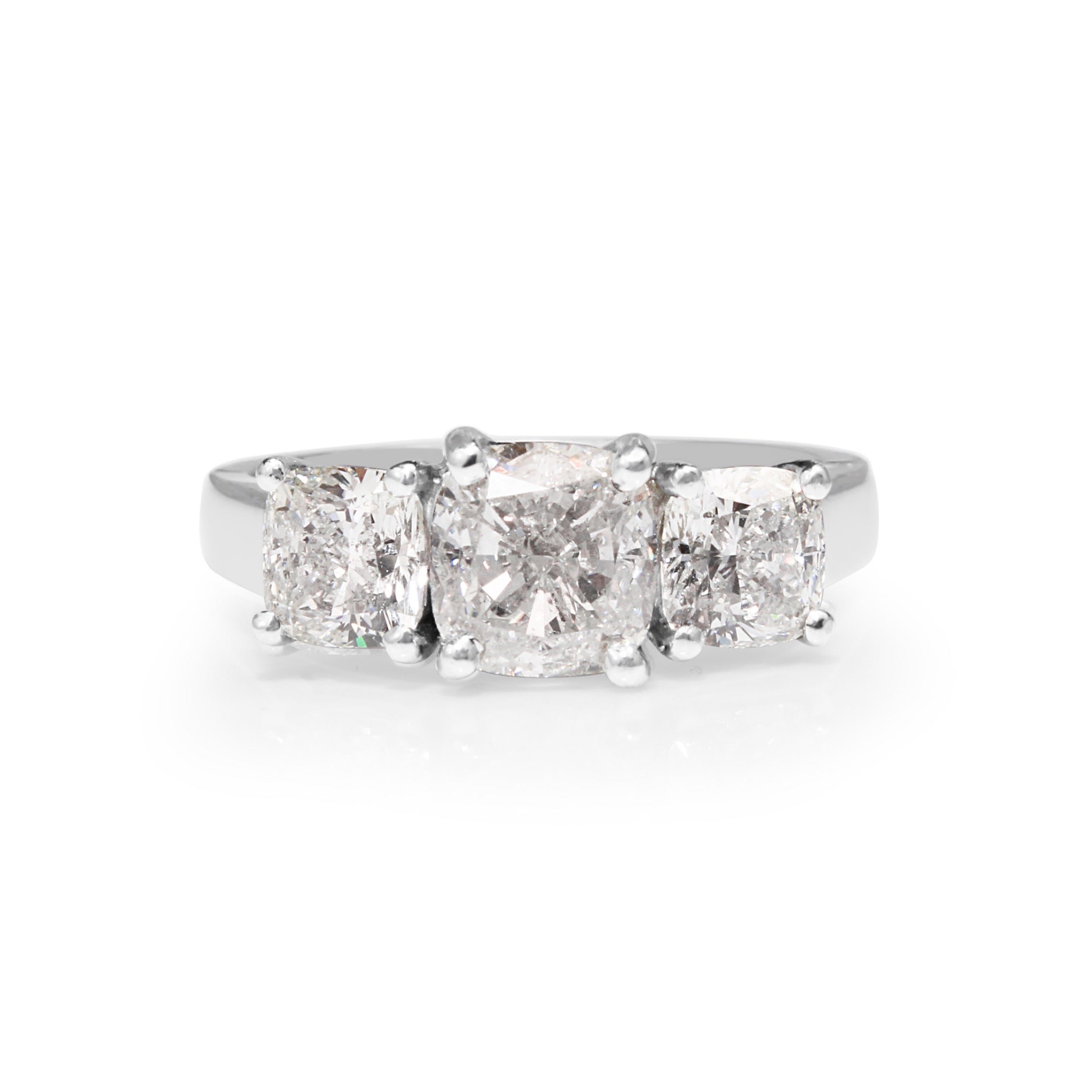 18ct white gold cushion cut 3 stone diamond engagement ring | luxury diamond ring Australia