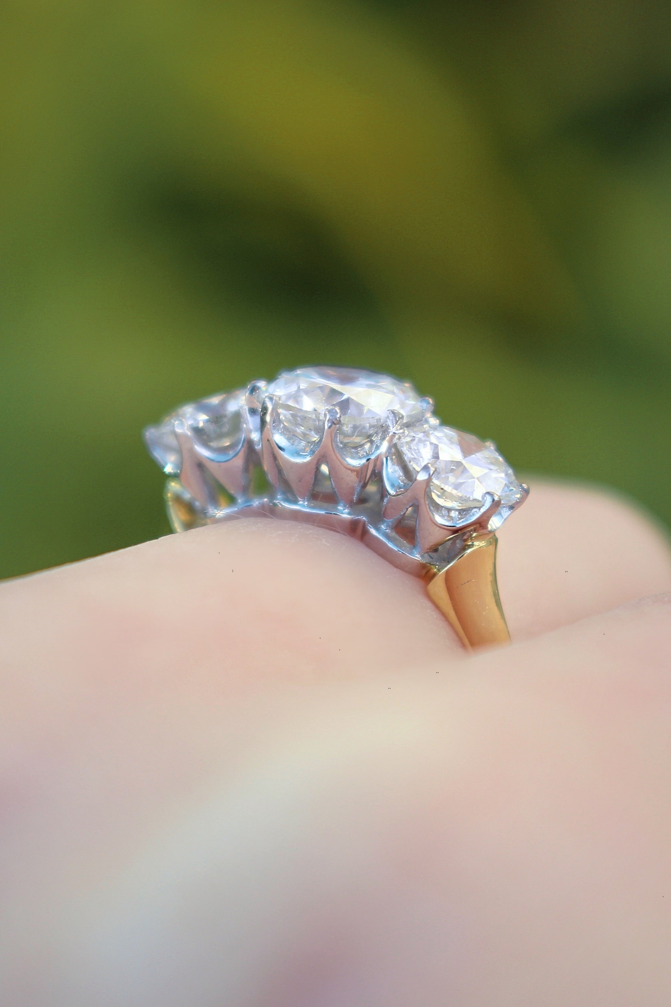 18ct Yellow & White Gold 3 Stone Diamond Ring